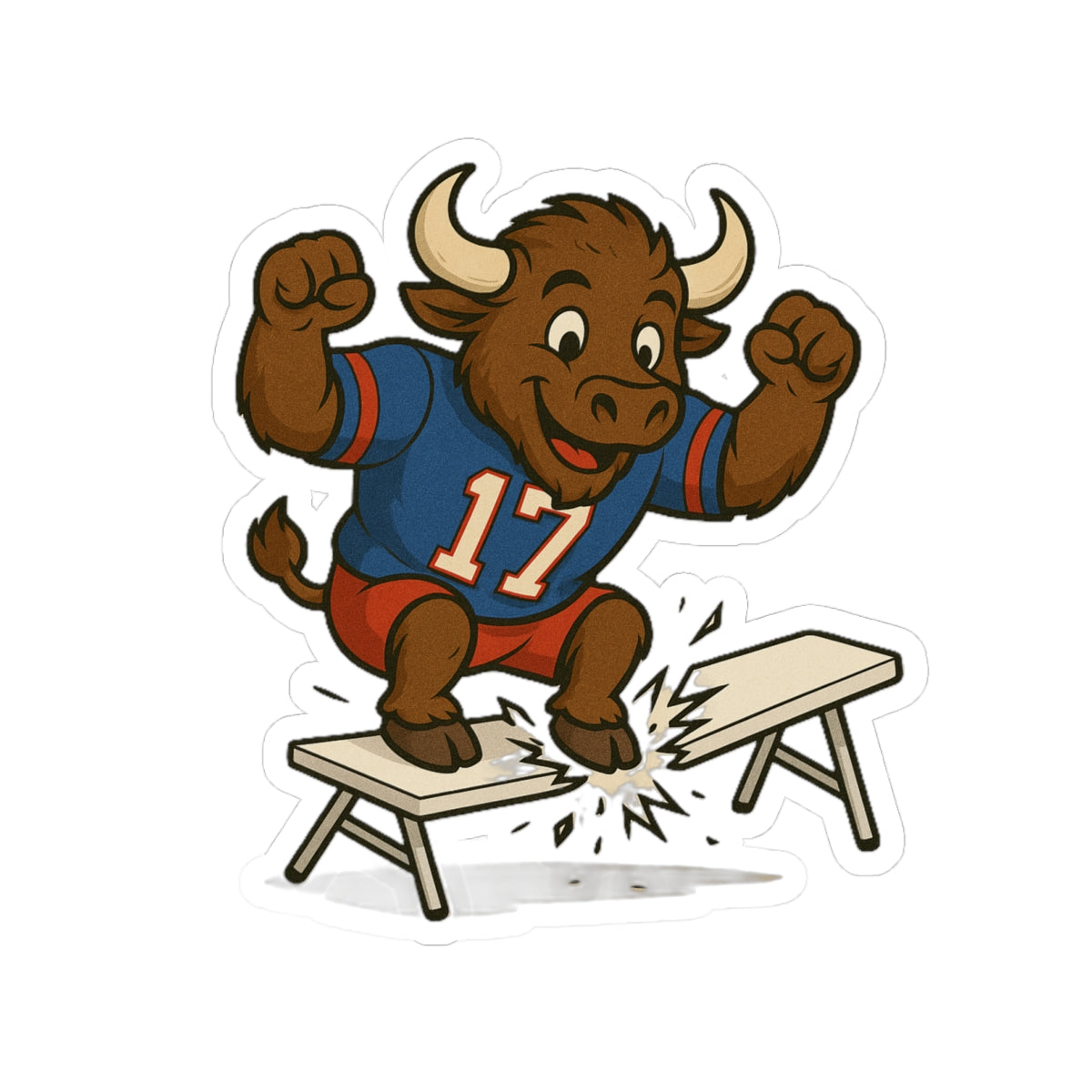 Football Buffalo Breaking Tables Sticker | Kiss-Cut Sticker