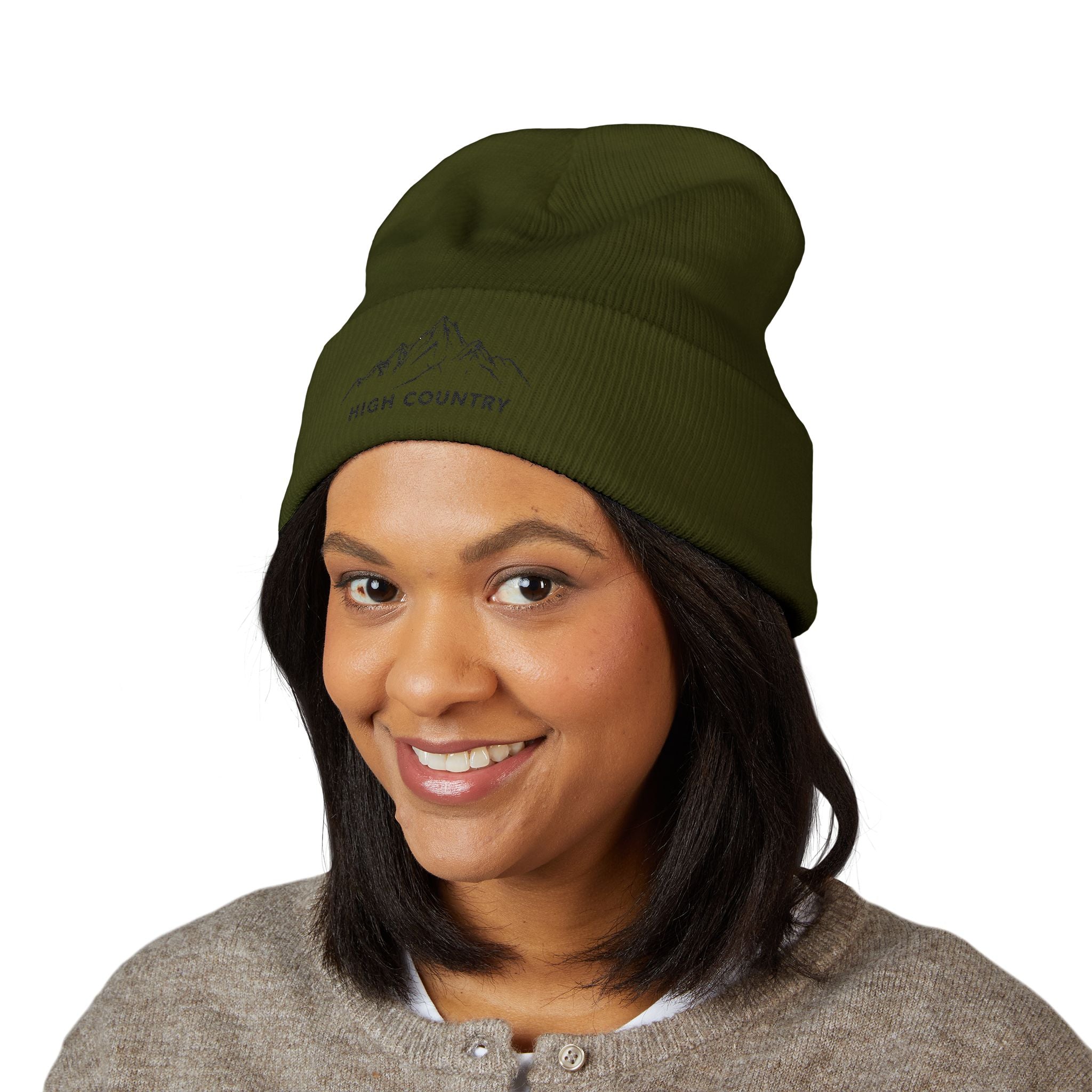 Embroidered Mountain Logo Beanie, Winter Ski Accessories, Outdoor Adventure Hat, Nature Lover Gift, Ski Trip Apparel