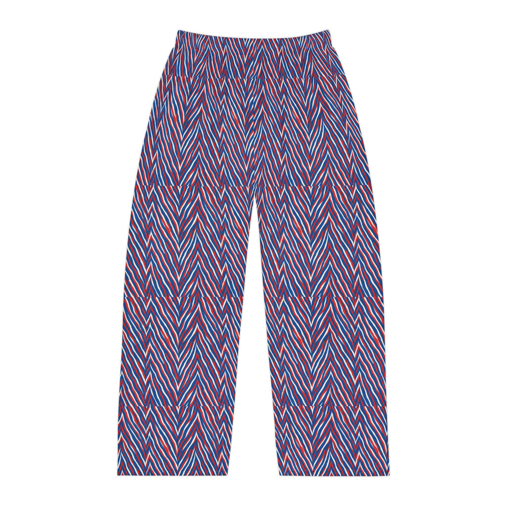 Blue Red Chevron Pattern Pajama Pants | AOP