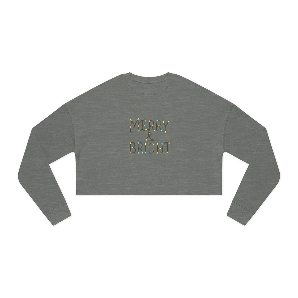 Merry & Bright Cropped Sweatshirt | Holiday Light Typography