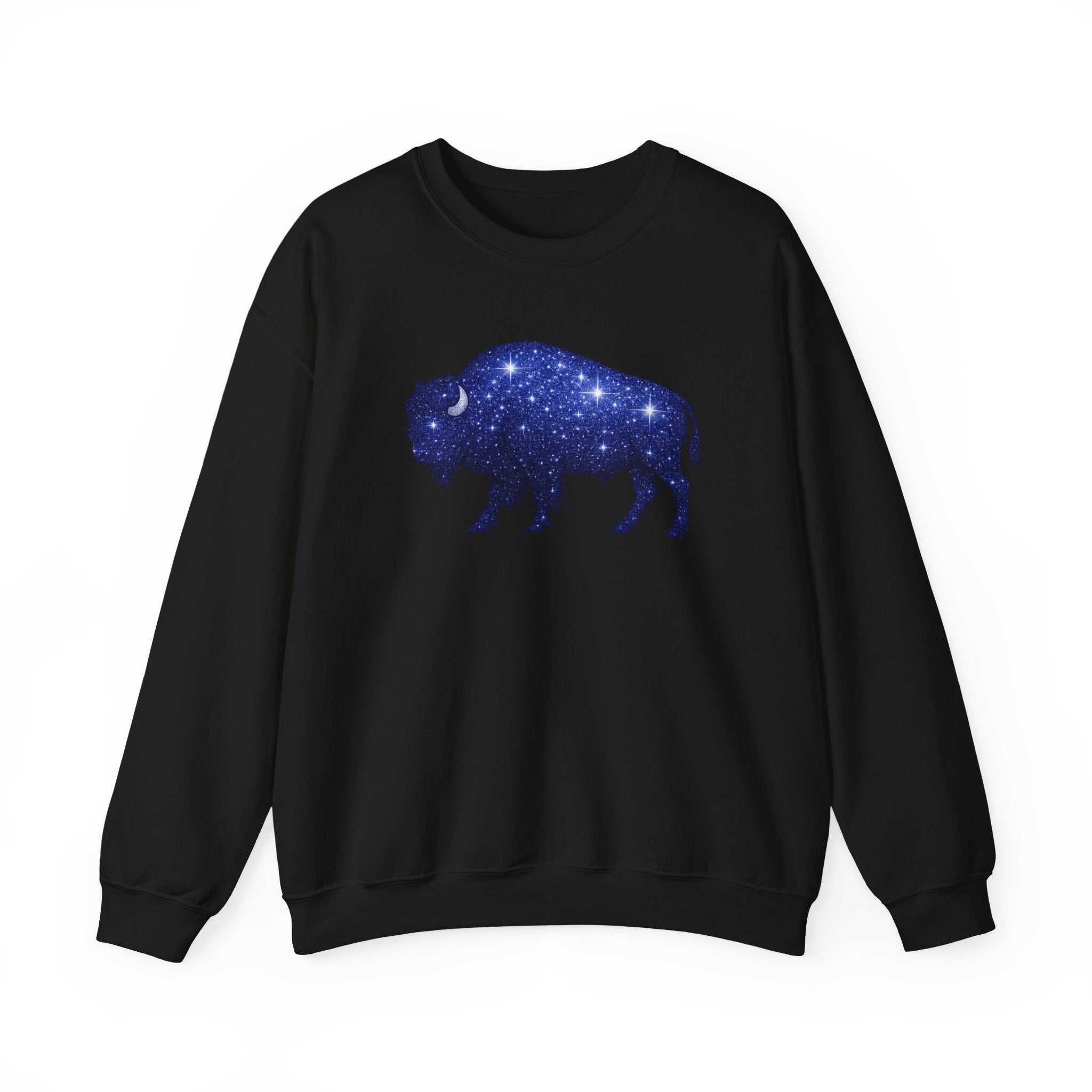 Starry Buffalo Crewneck Sweatshirt | Galaxy Bison Silhouette