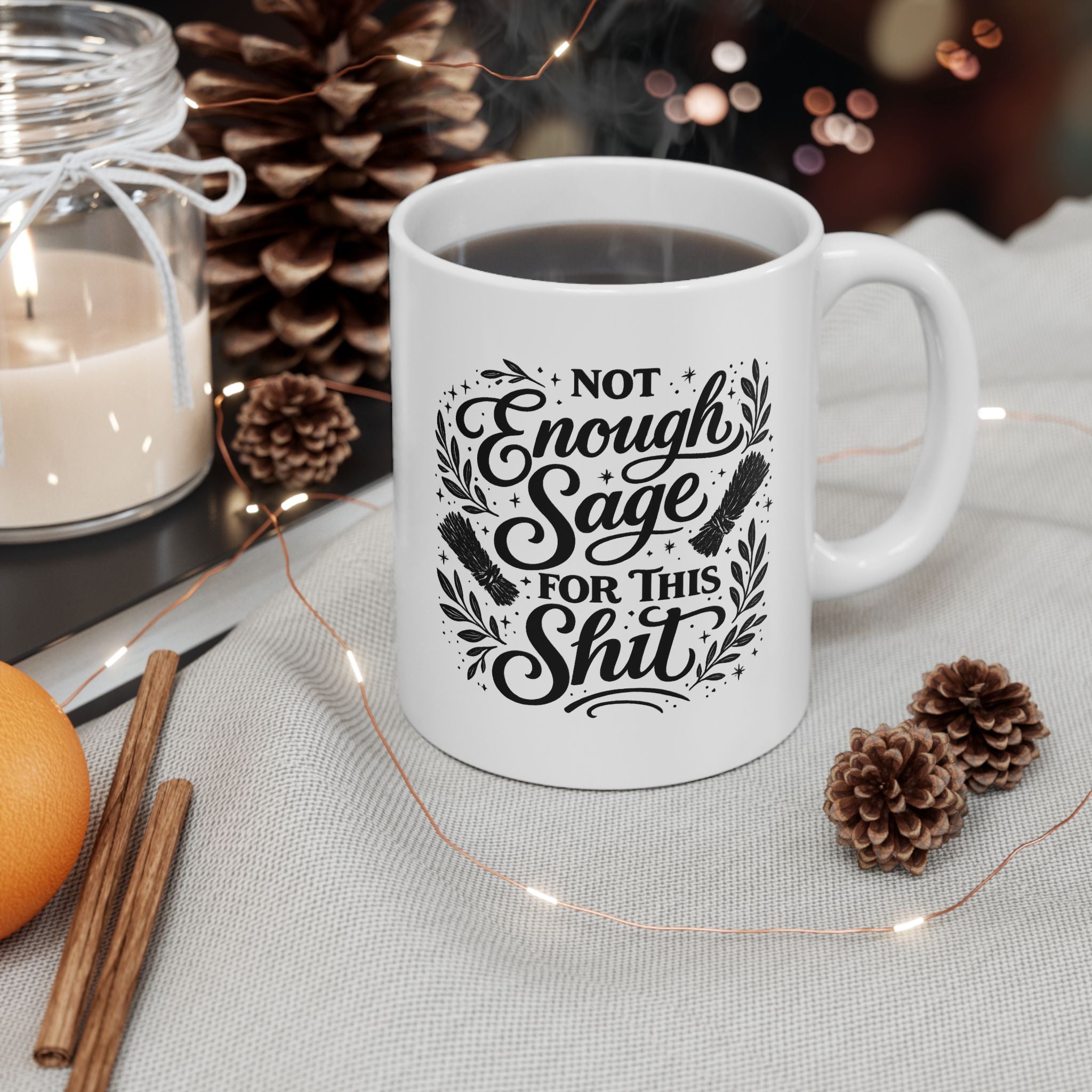 Inspirational Ceramic Mug — "Be Kind & Brave" Floral Typography (11oz, 15oz)