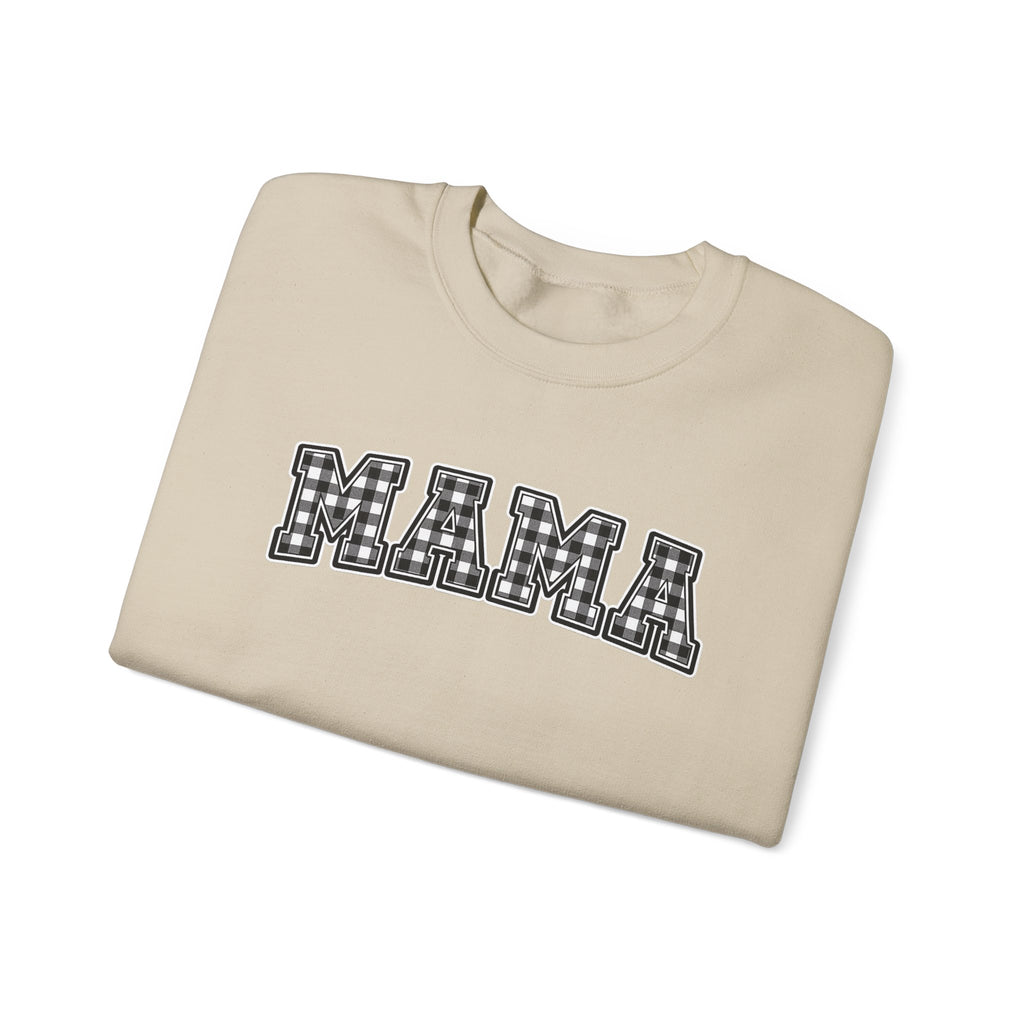 Mama Plaid Sweatshirt — "MAMA" Graphic Crewneck for Moms