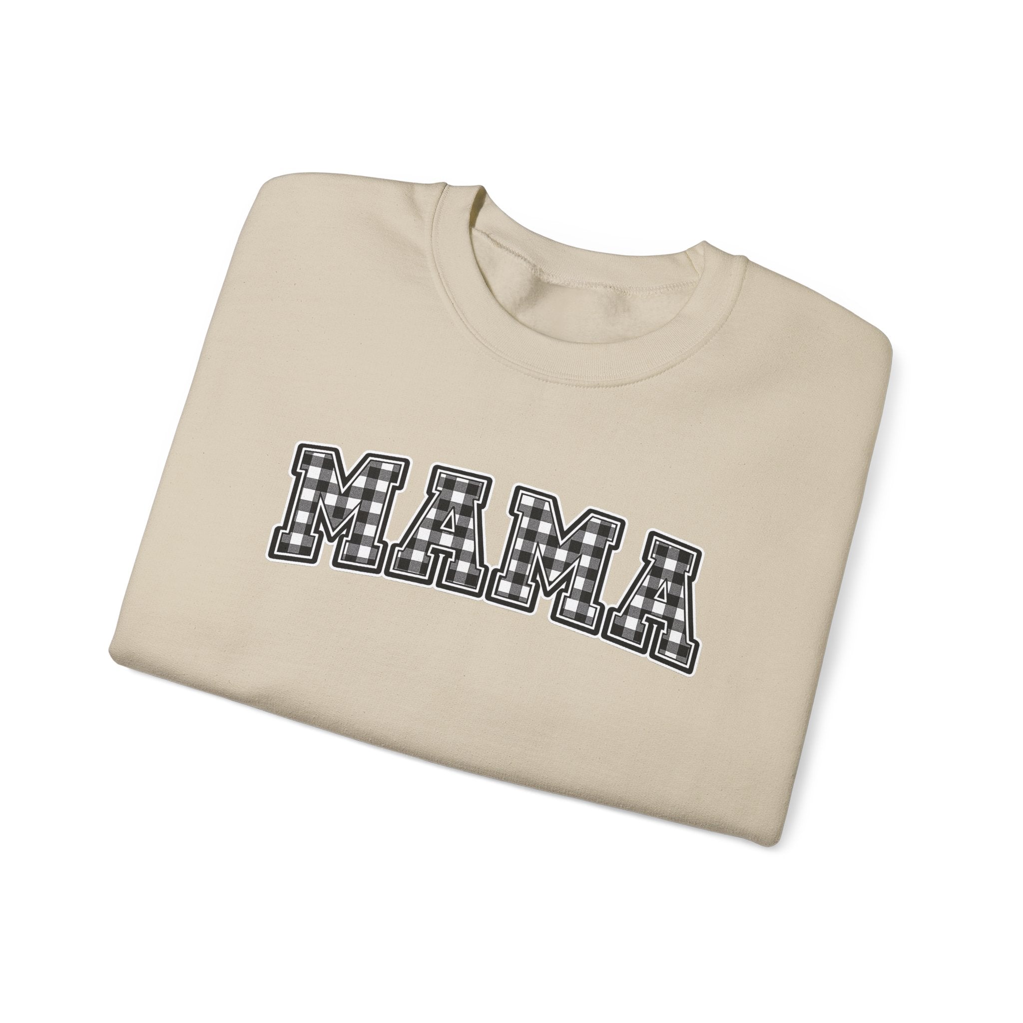 Mama Plaid Sweatshirt — "MAMA" Graphic Crewneck for Moms