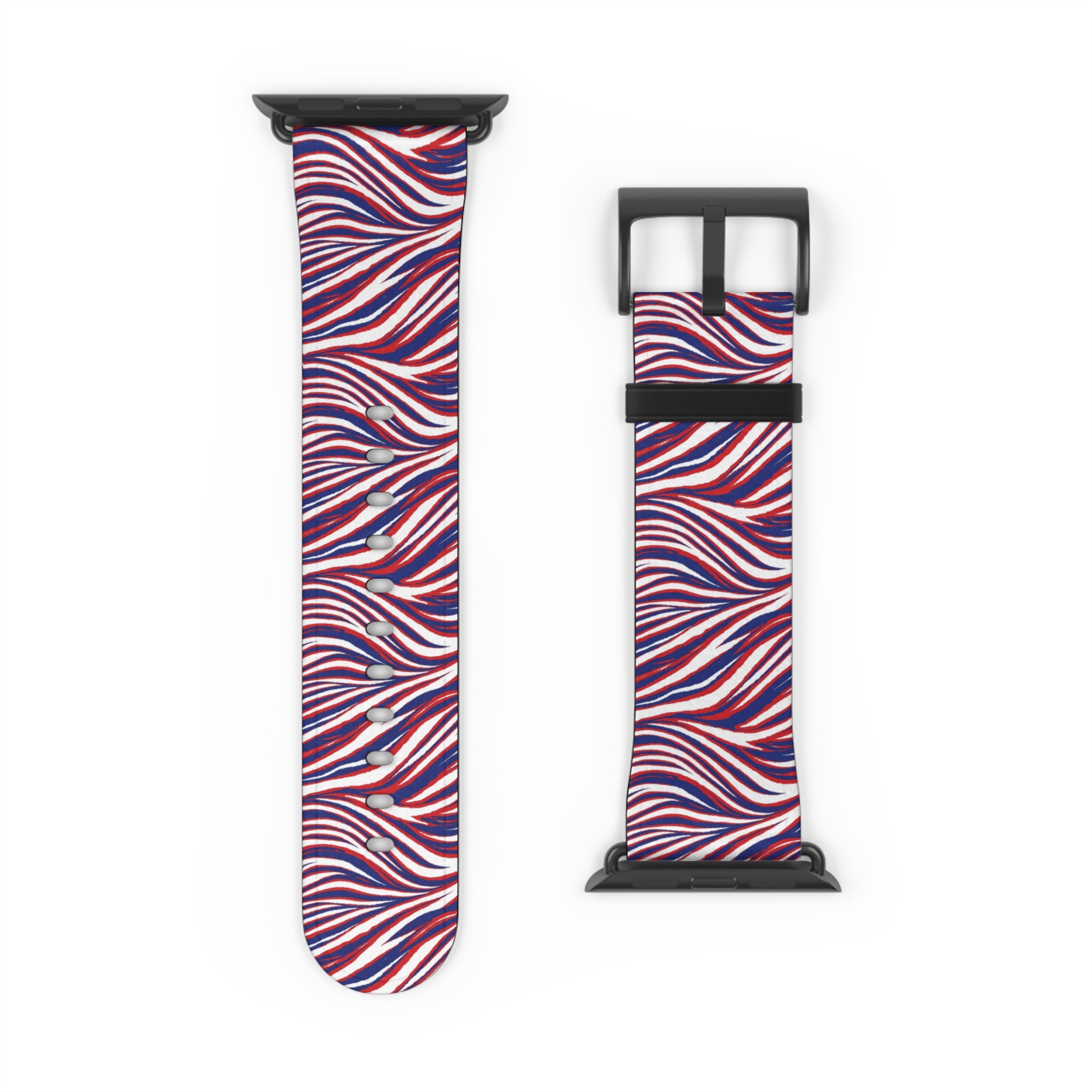 Wavy Red White Blue Pattern Watch Band — Abstract Striped Apple Watch Strap