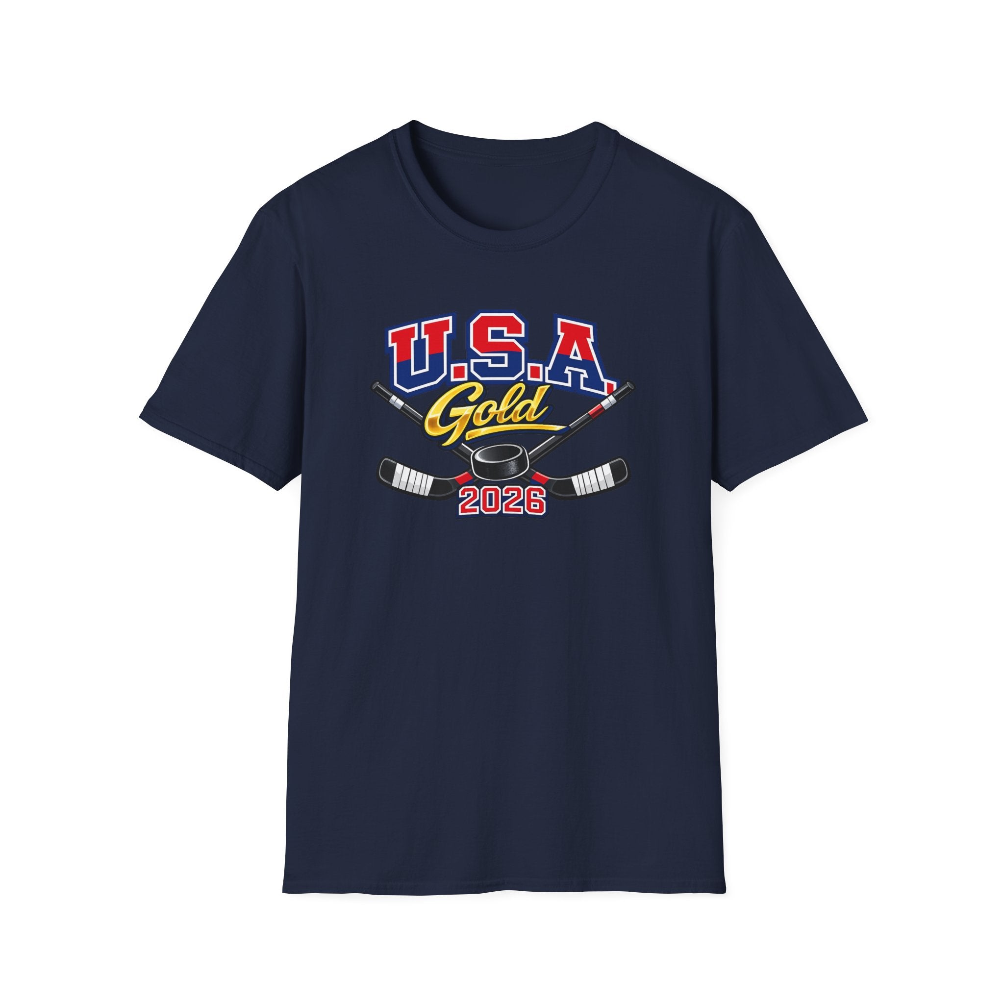 USA Gold 2026 Hockey T-Shirt — Patriotic Ice Hockey Tee