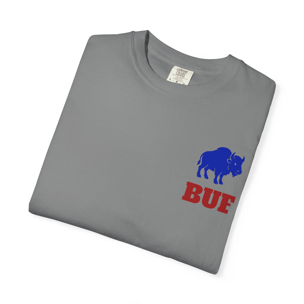 Buffalo Logo BUF, T-Shirt | Blue Buffalo Silhouette with Red Text