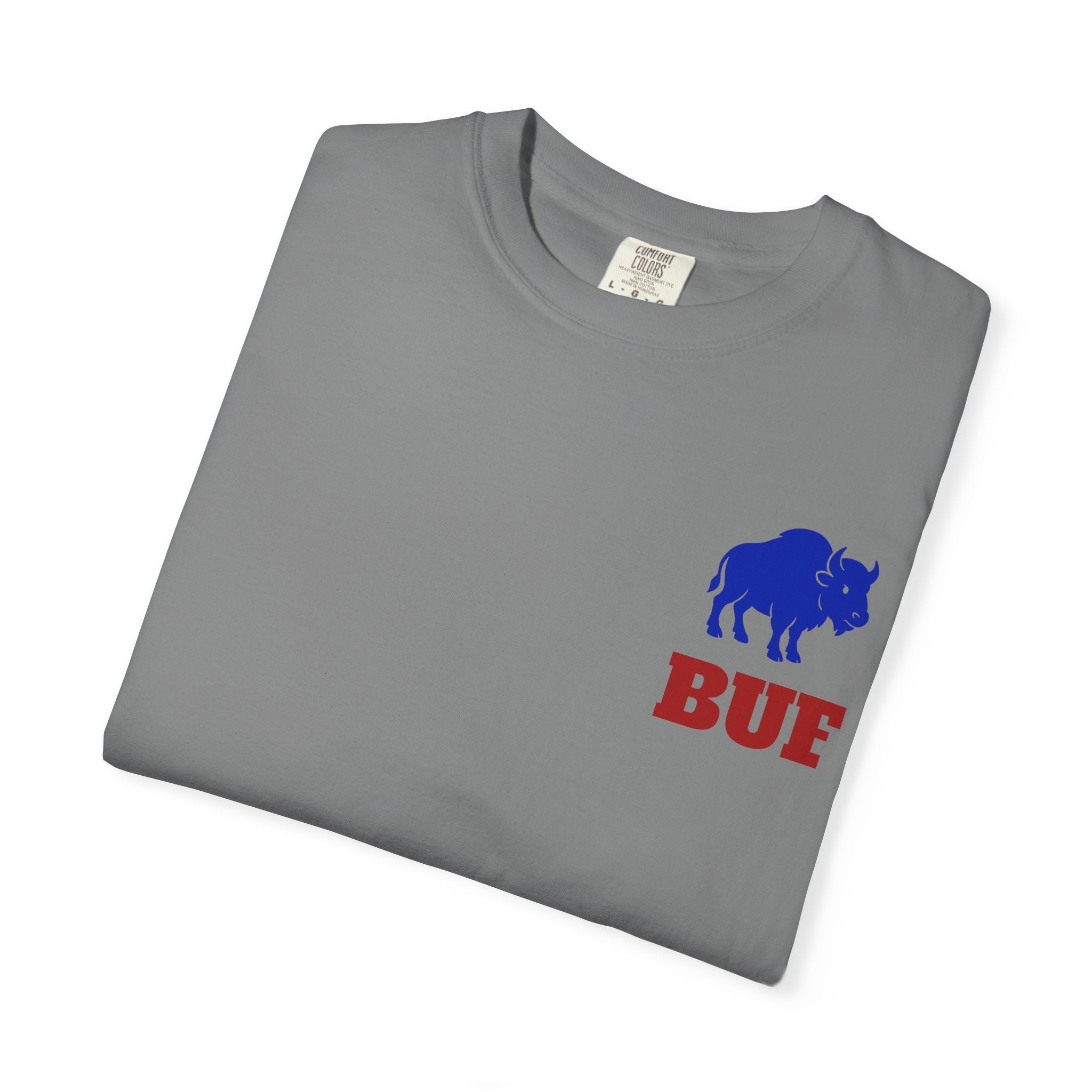 Buffalo Logo BUF, T-Shirt | Blue Buffalo Silhouette with Red Text