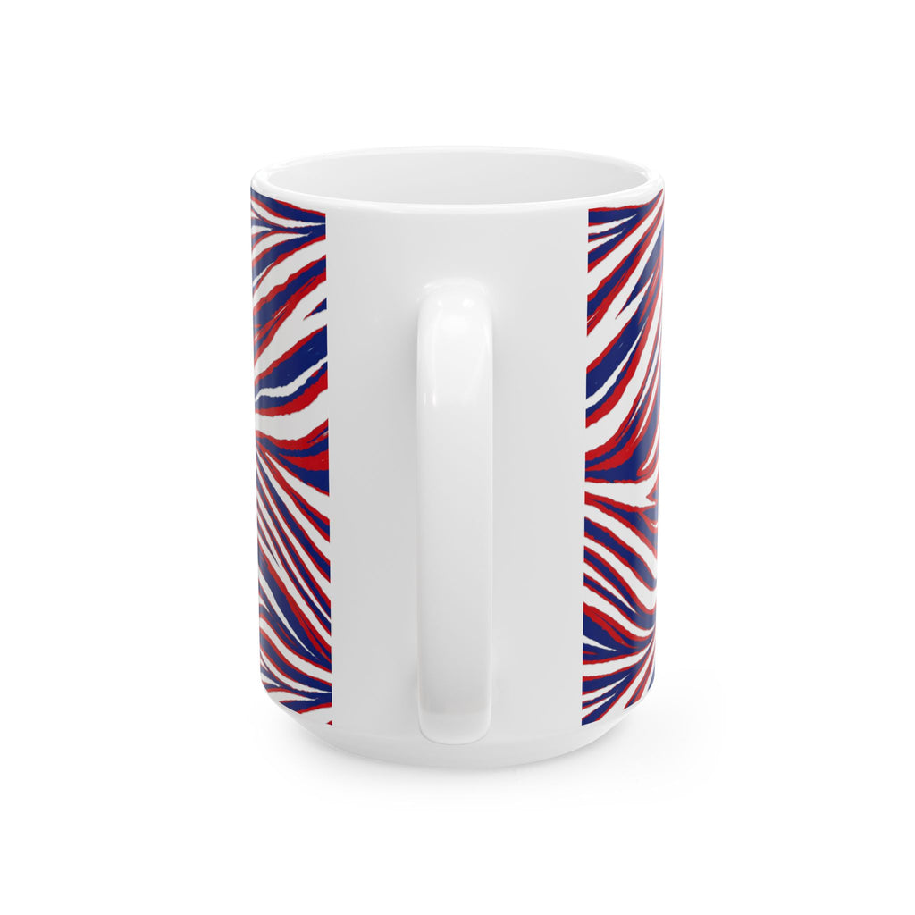 Buffalo Red White Blue Abstract Wave Mug | Ceramic Coffee Mug