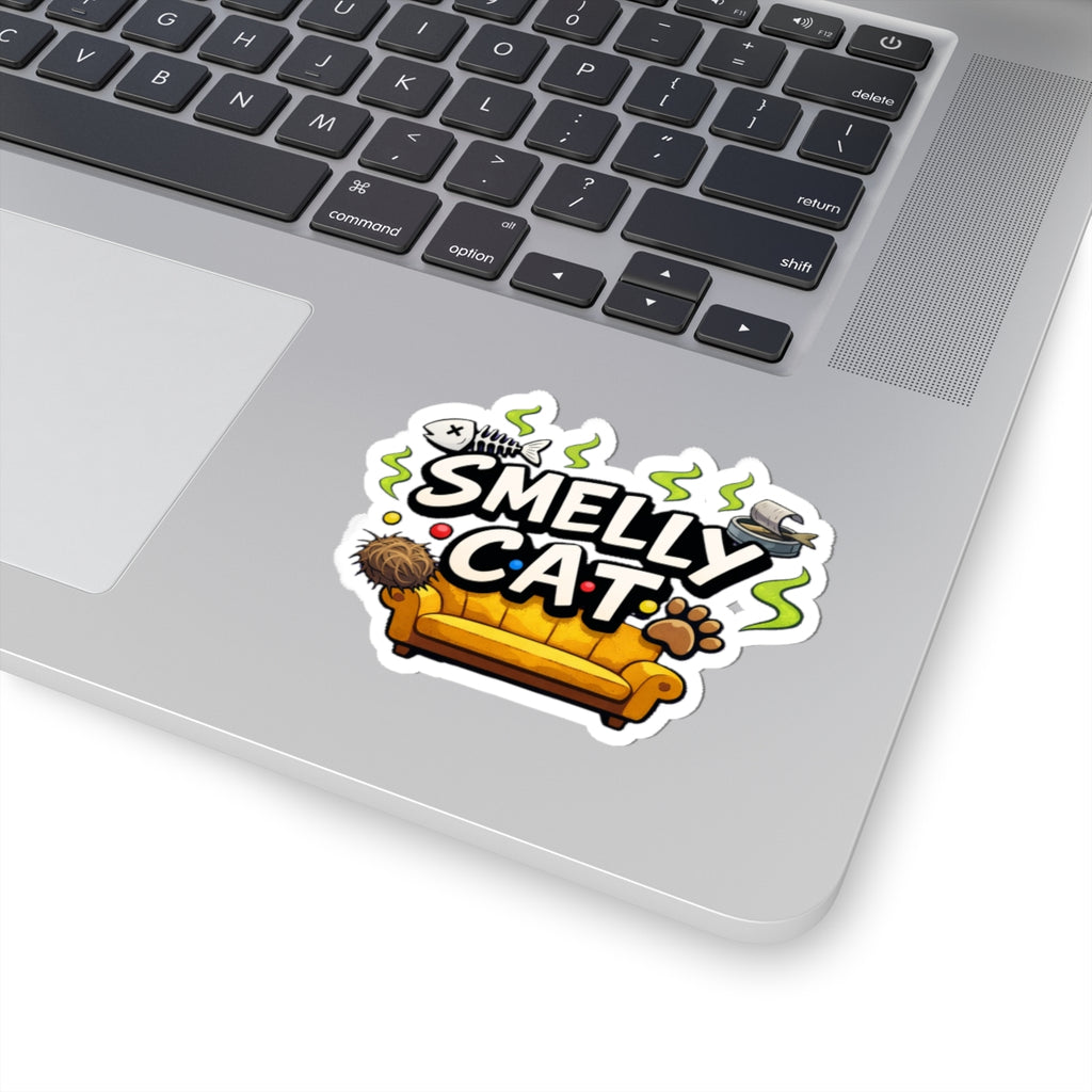Friends Smelly Cat sticker | Kiss-cut vinyl decal, couch, paw, fishbone design