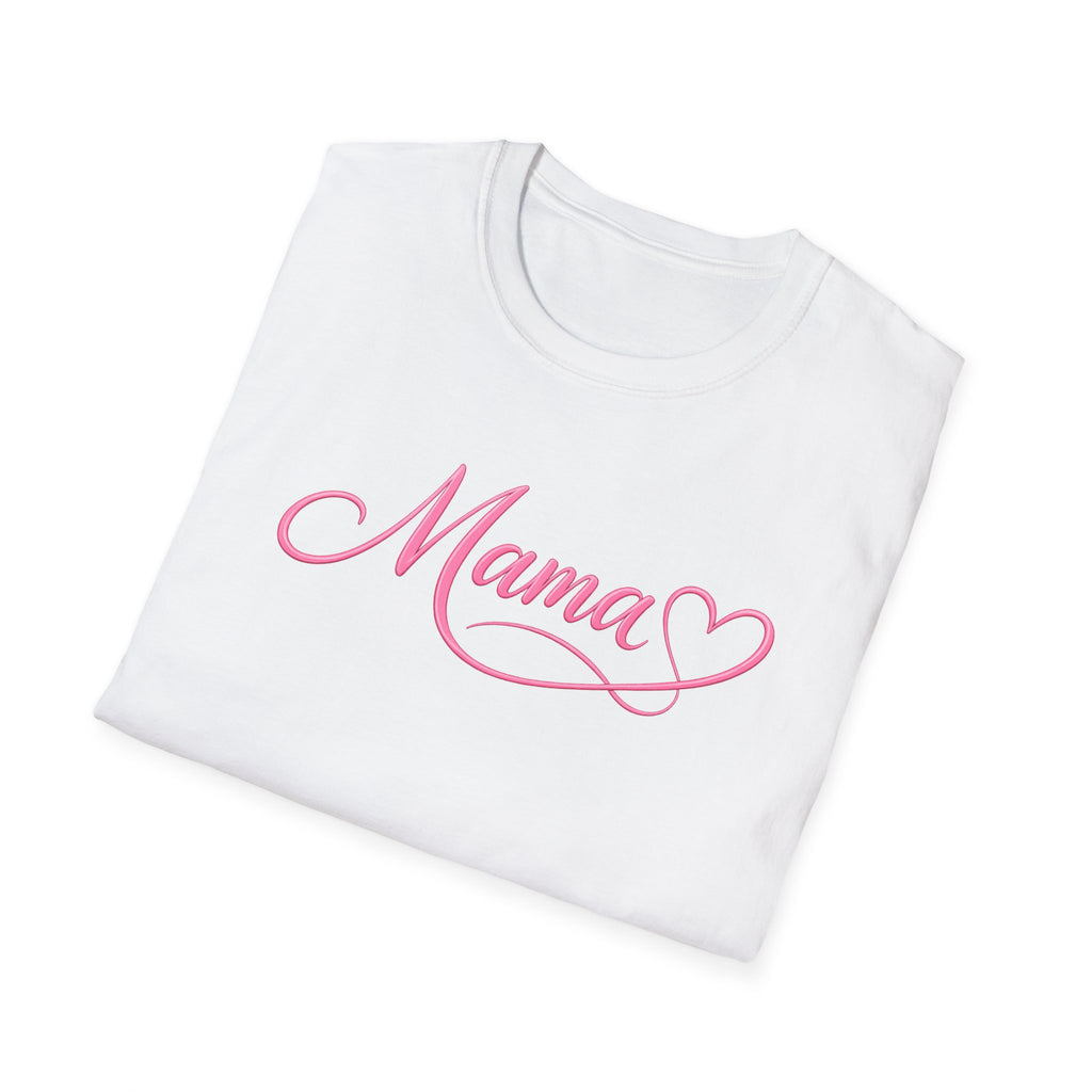 Mama Heart T-Shirt — Pink Script "Mama" Mother's Day Tee