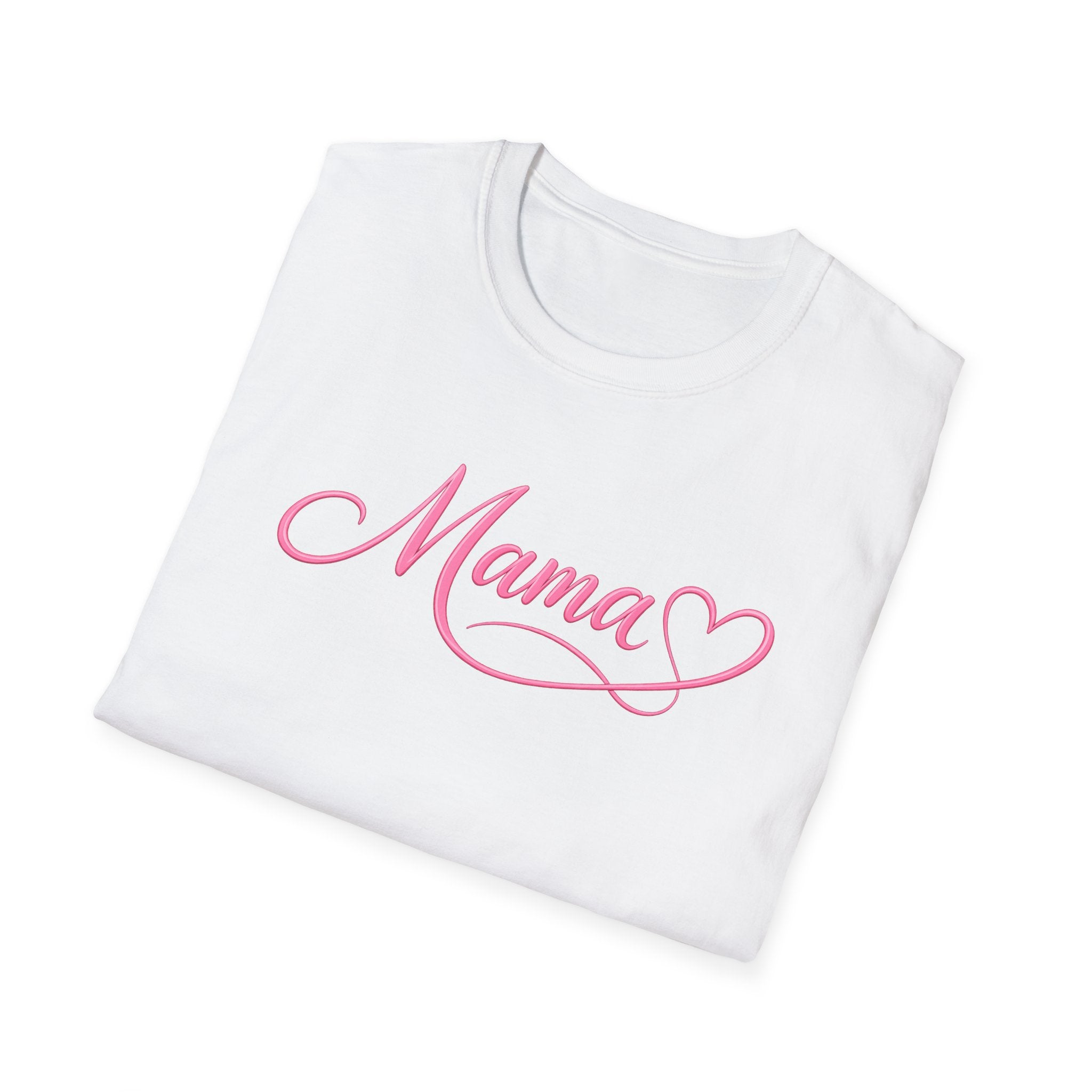 Mama Heart T-Shirt — Pink Script "Mama" Mother's Day Tee