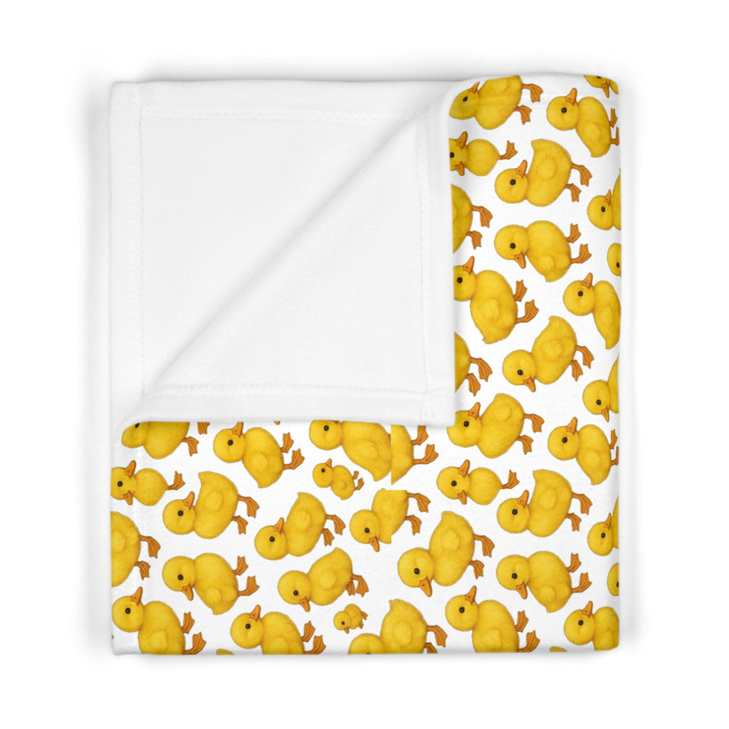 Yellow Duck Pattern Baby Blanket | Cute Chick Fleece Throw