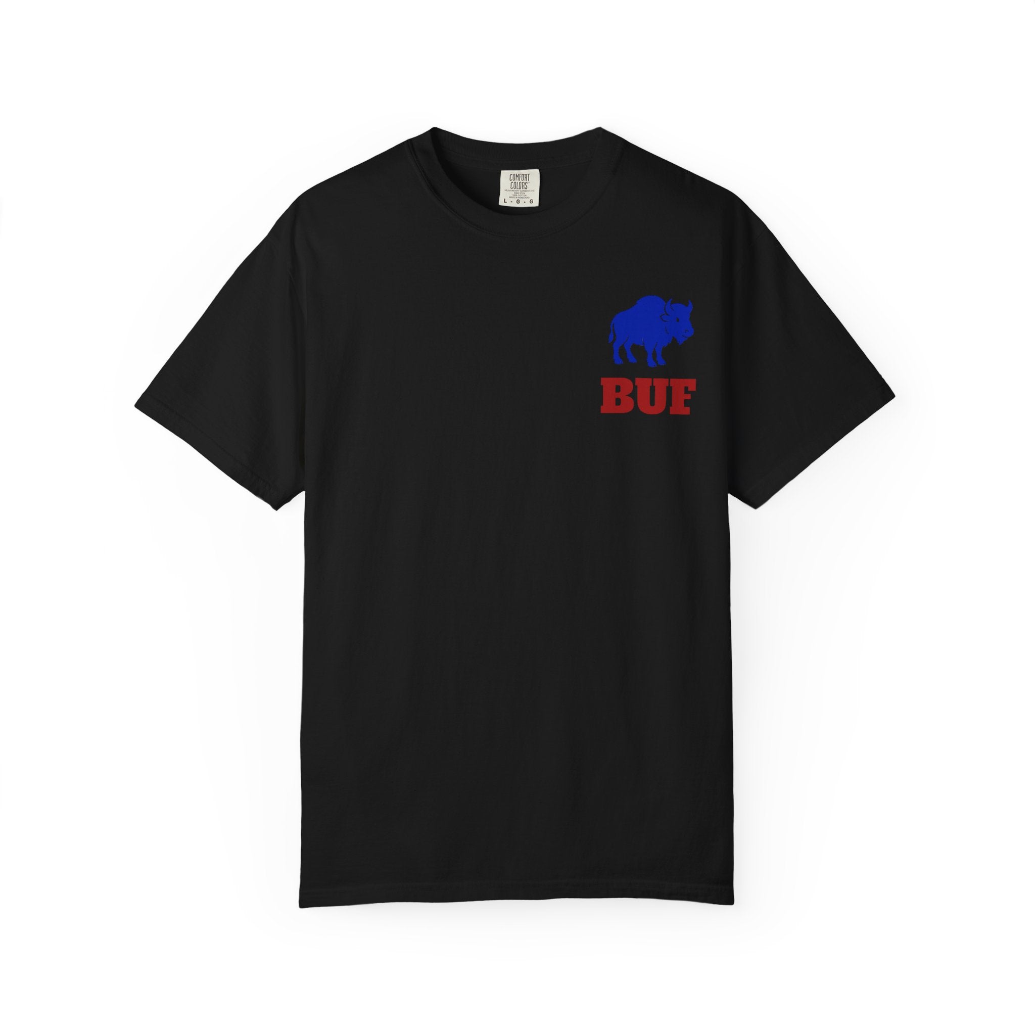 Buffalo Logo BUF, T-Shirt | Blue Buffalo Silhouette with Red Text