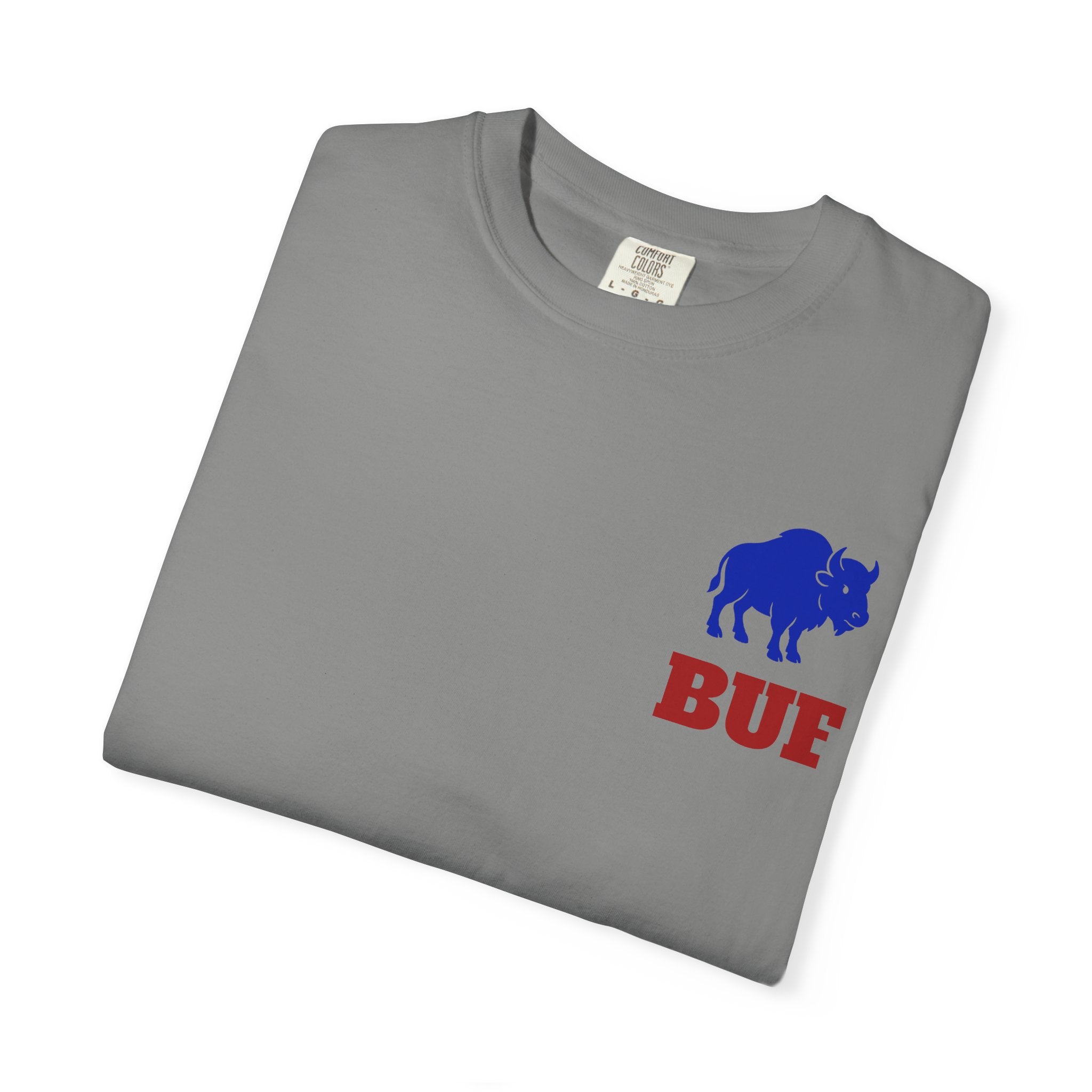 Buffalo Logo BUF, T-Shirt | Blue Buffalo Silhouette with Red Text
