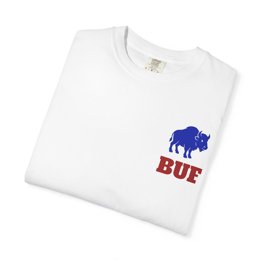 Buffalo Logo BUF, T-Shirt | Blue Buffalo Silhouette with Red Text