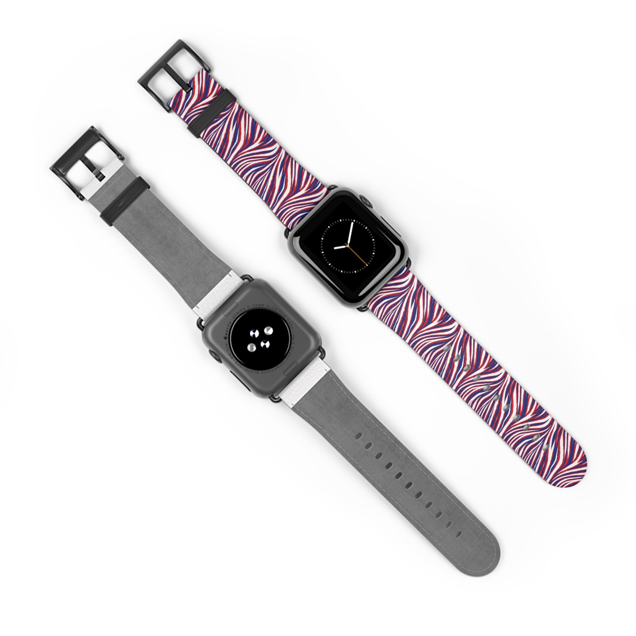 Wavy Red White Blue Pattern Watch Band — Abstract Striped Apple Watch Strap