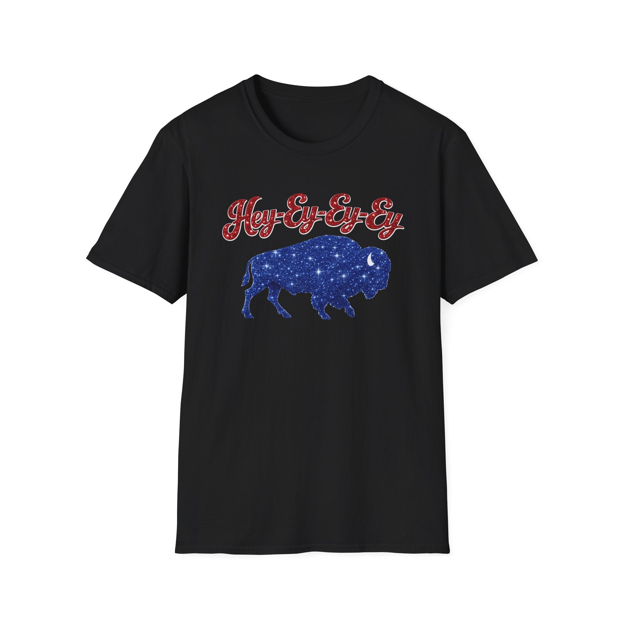 Hey Ey Ey Ey Buffalo T-Shirt | Blue Buffalo Silhouette, Retro Script