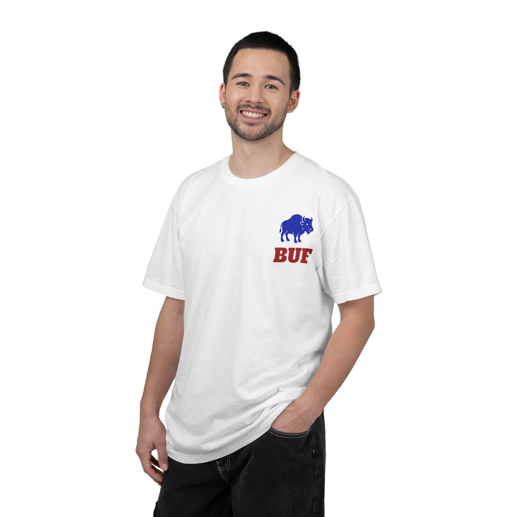 Buffalo Logo BUF, T-Shirt | Blue Buffalo Silhouette with Red Text