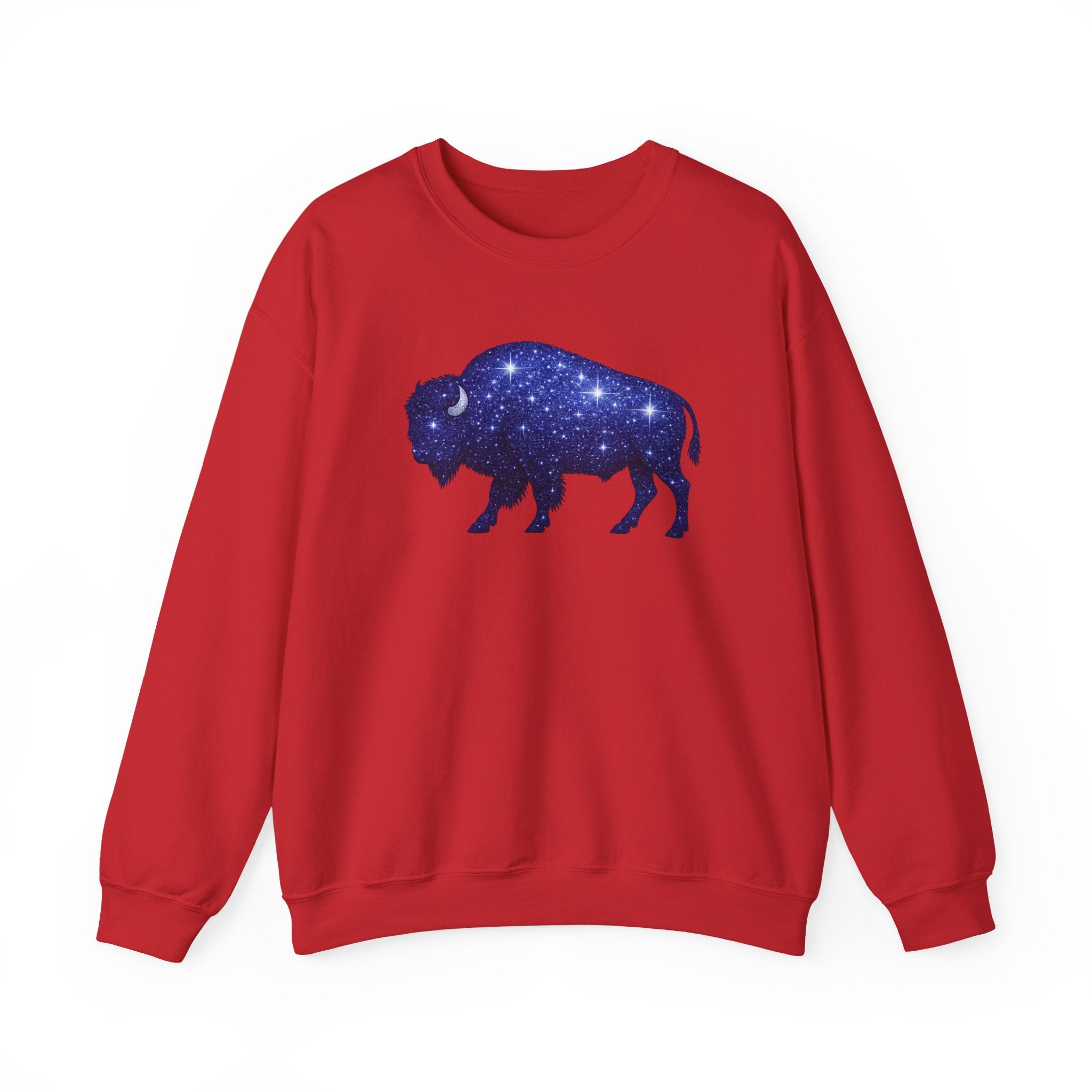 Starry Buffalo Crewneck Sweatshirt | Galaxy Bison Silhouette