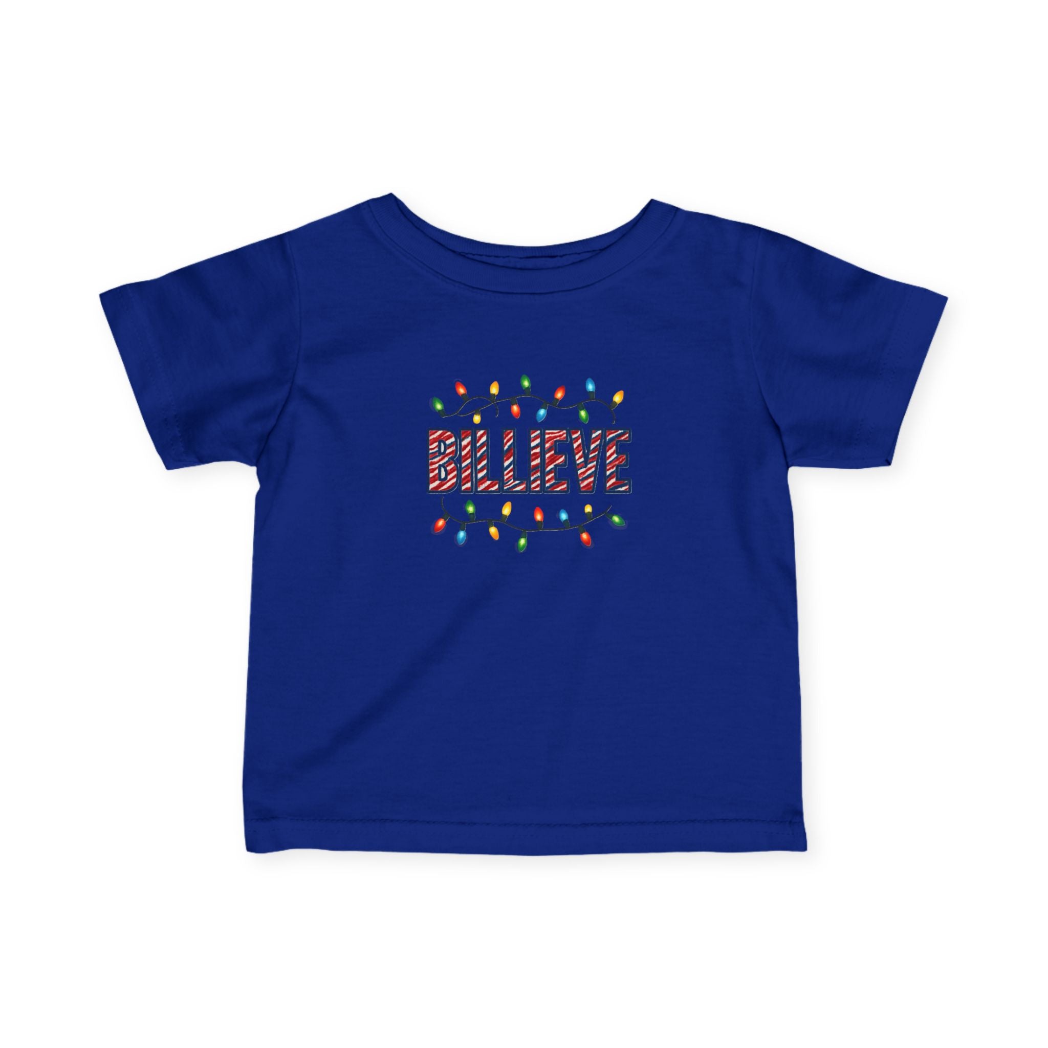 Billieve  text with Christmas lights Infant Tee | Holiday baby shirt