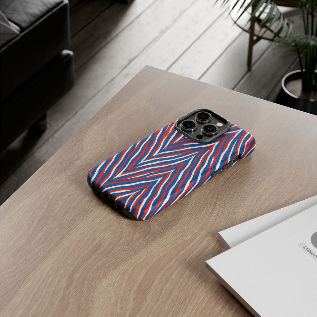 Red White Blue Zebra Stripe Tough Case | Patriotic Phone Cover