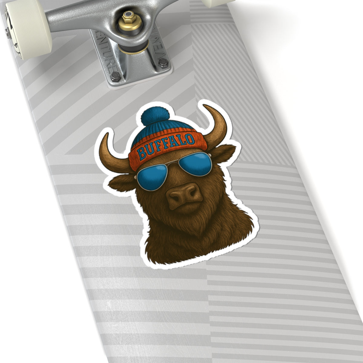 Buffalo with Beanie and Sunglasses Sticker | Kiss-Cut Sticker