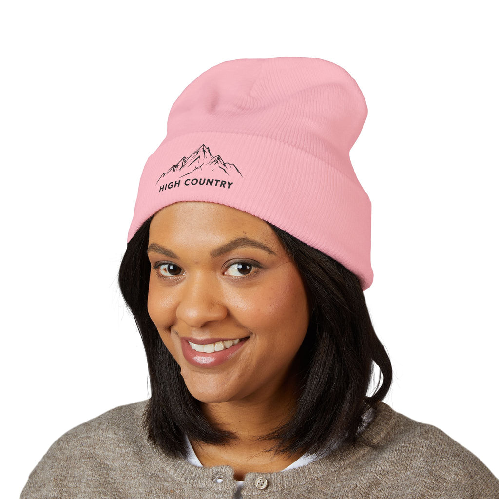 Embroidered Mountain Logo Beanie, Winter Ski Accessories, Outdoor Adventure Hat, Nature Lover Gift, Ski Trip Apparel
