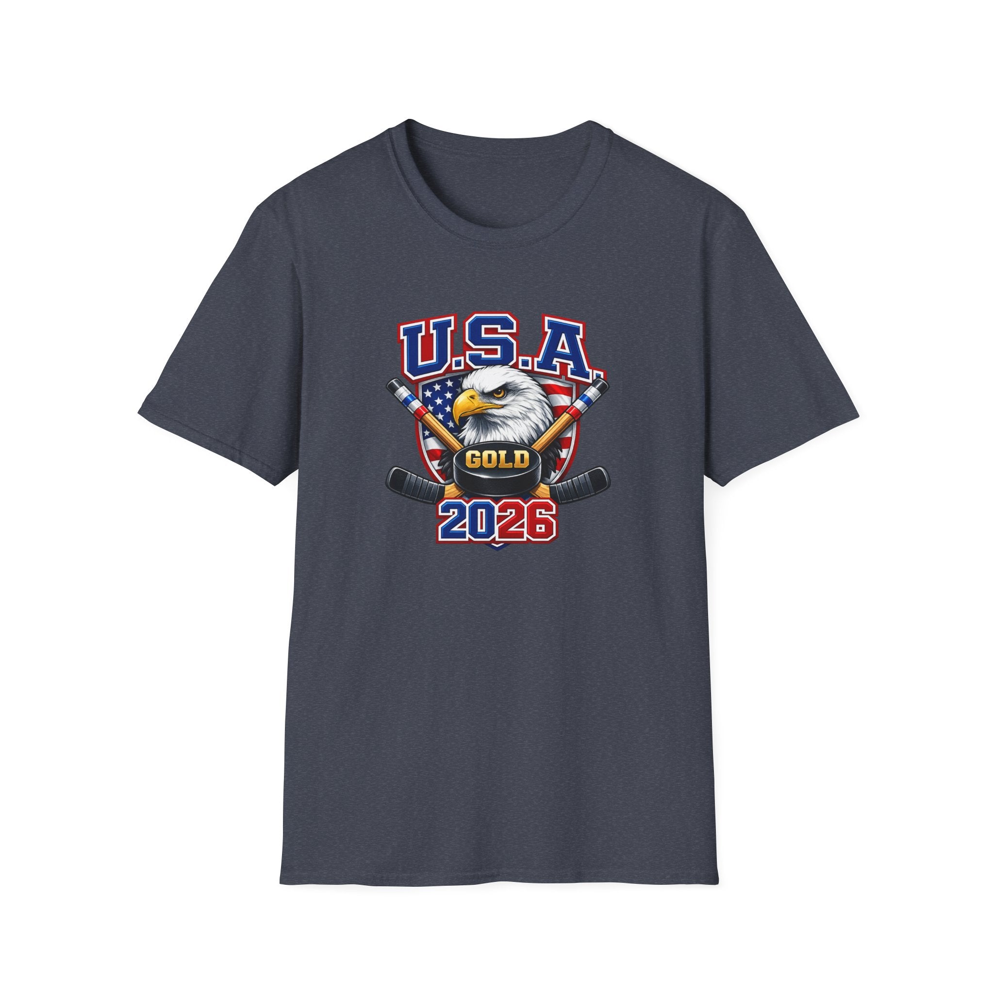 USA Gold 2026 Hockey T-Shirt — American Eagle & Flag Sports Tee
