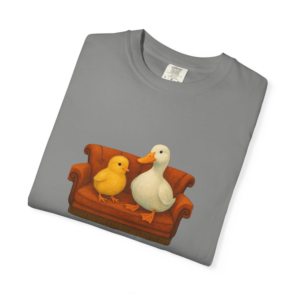 Duck and Chick on Couch T-Shirt | Cute Animal Illustration