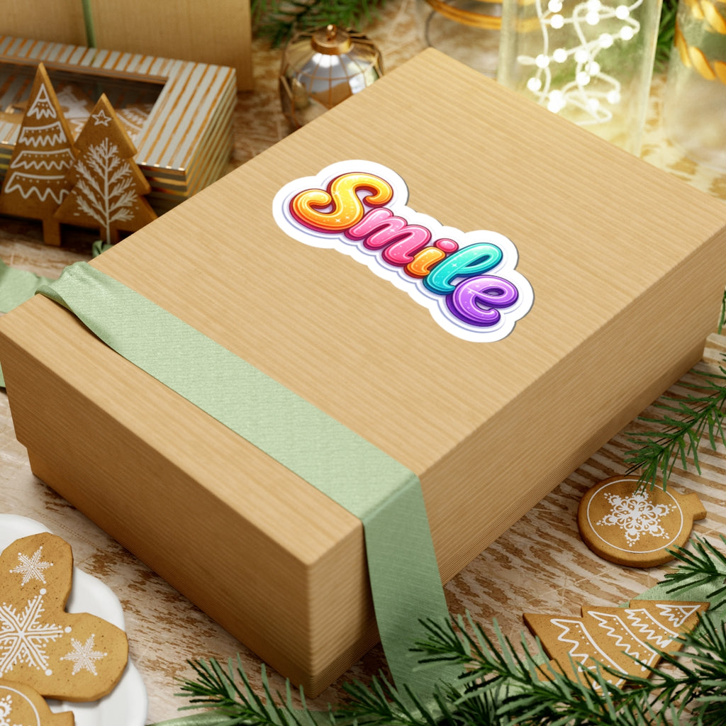 Smile rainbow script Sticker | kiss-cut vinyl decal