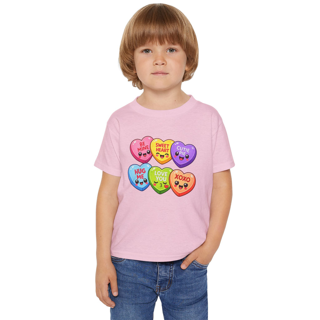 Candy Heart Characters Toddler T-shirt | Valentine Conversation Hearts Design