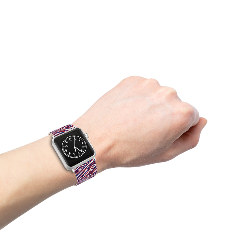 Apple Watch Band — Red, White & Blue Wavy Stripes (Patriotic Abstract)