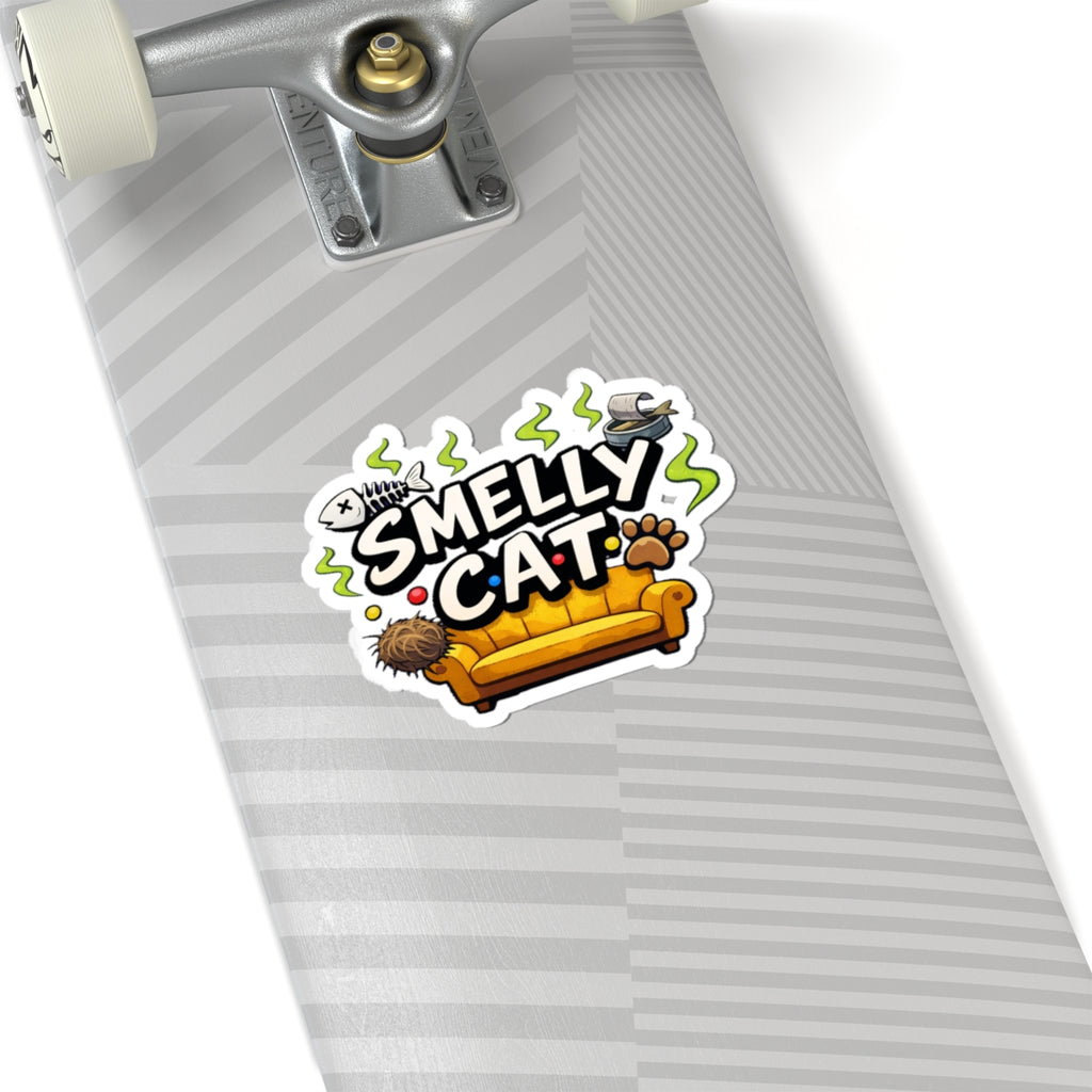 Friends Smelly Cat sticker | Kiss-cut vinyl decal, couch, paw, fishbone design