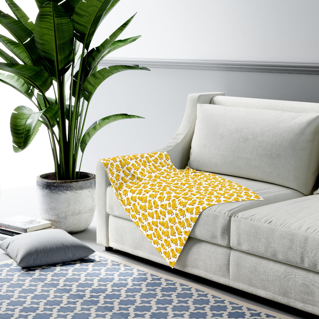 Yellow Duck Pattern Baby Swaddle Blanket | Cute Duckling Print
