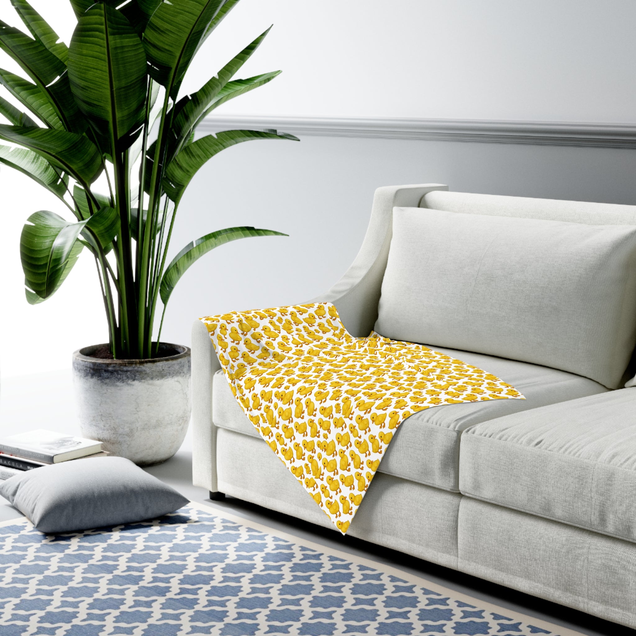 Yellow Duck Pattern Baby Swaddle Blanket | Cute Duckling Print