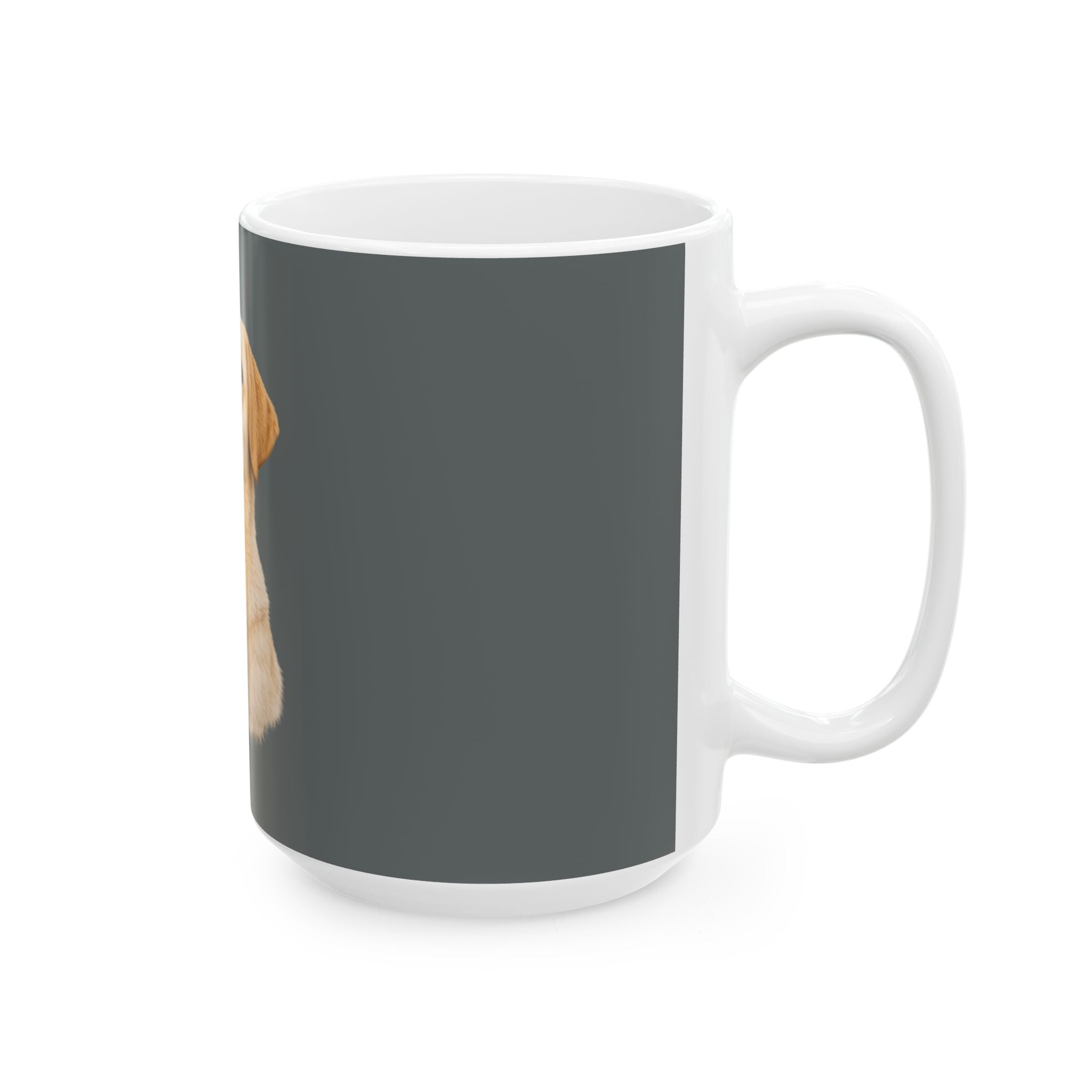 Yellow Labrador Portrait Mug | Dog Lover Ceramic Mug, Gray Background