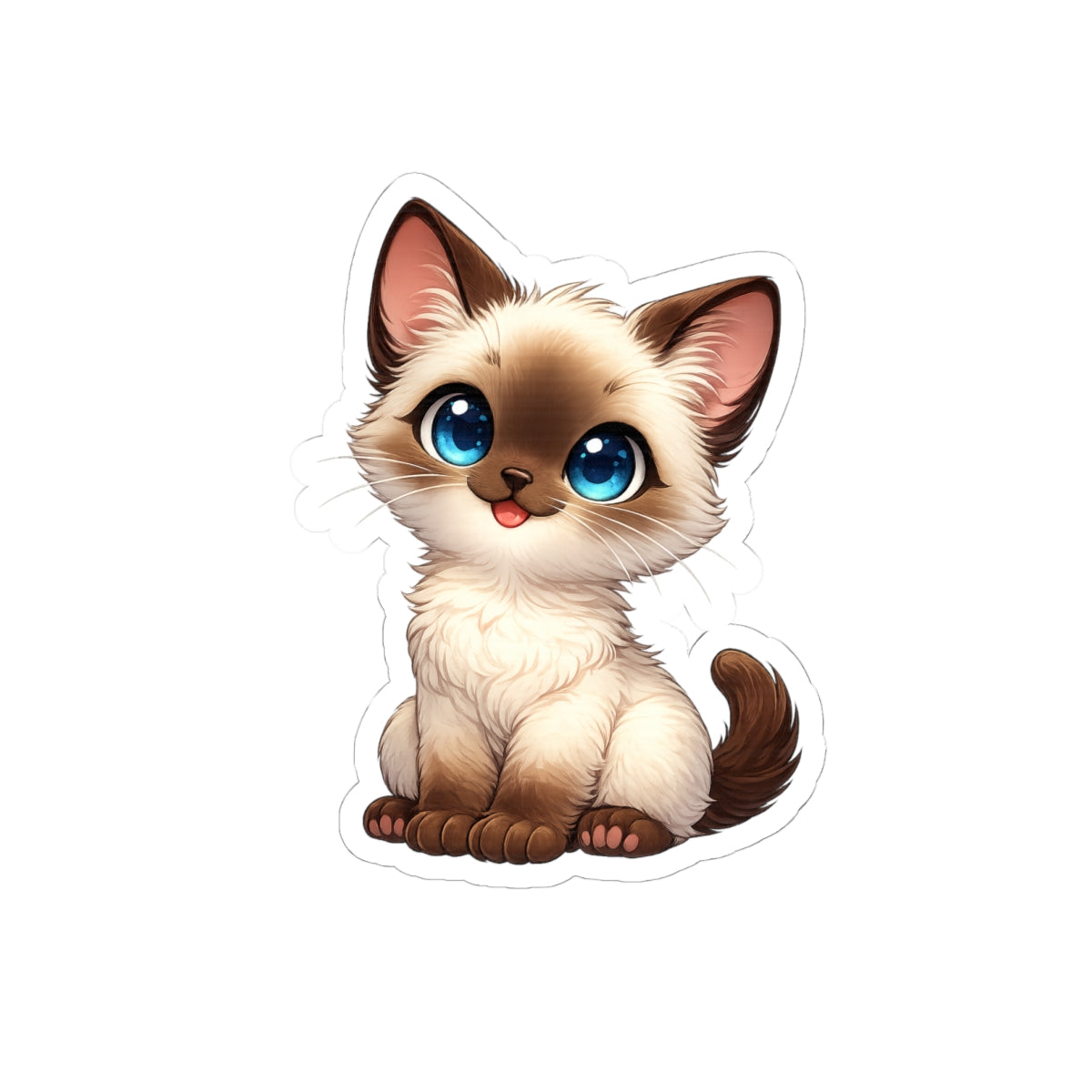 Cute Siamese Kitten Sticker | Kiss-Cut Cat Decal, Blue Eyes Laptop Sticker