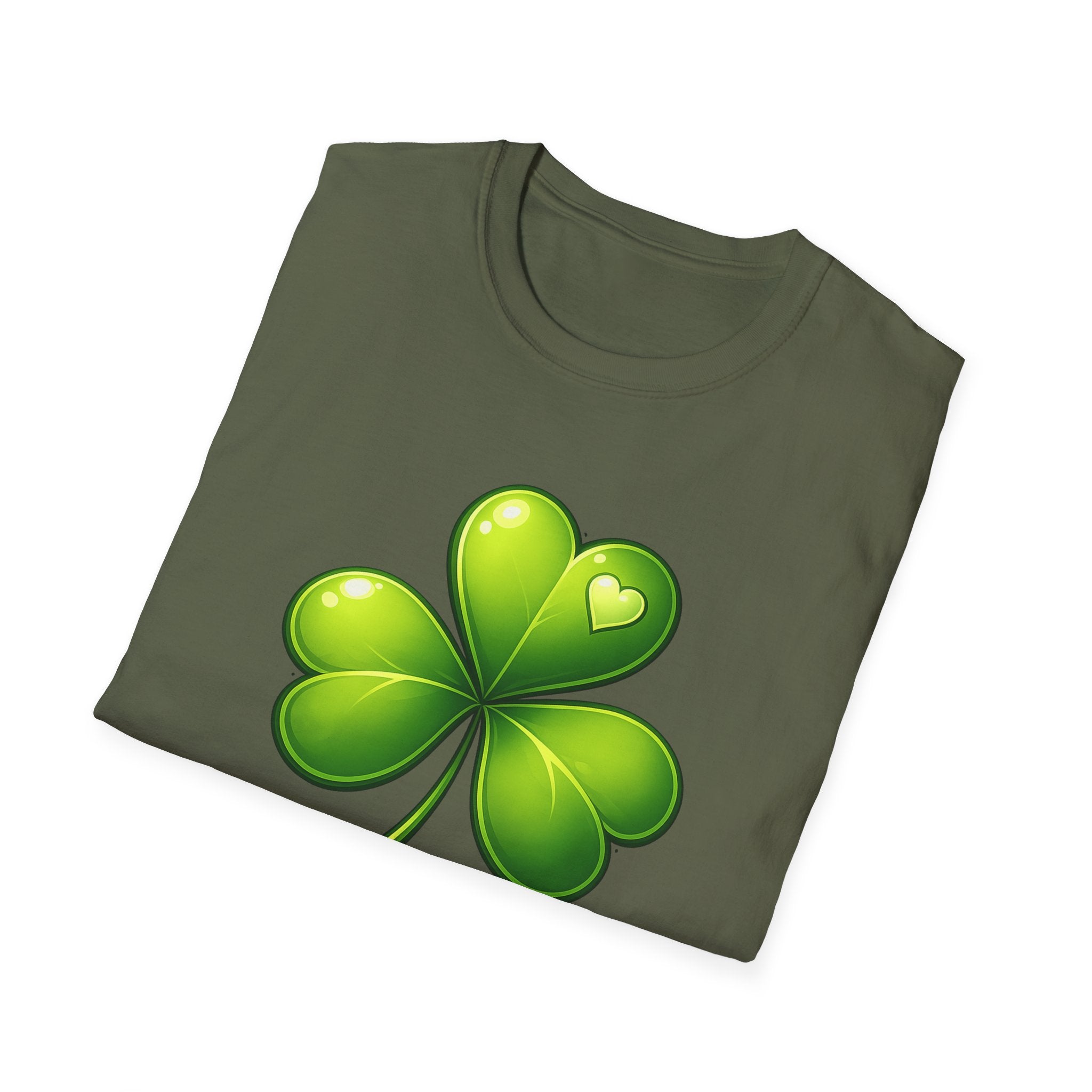 Green Shamrock with heart T-Shirt | Shamrock St. Patrick's Day Tee