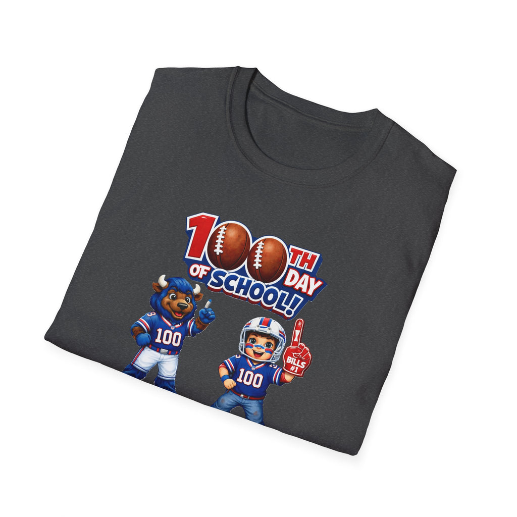 Buffalo 100th Day of School Football Mascot T-Shirt | School Celebration Tee