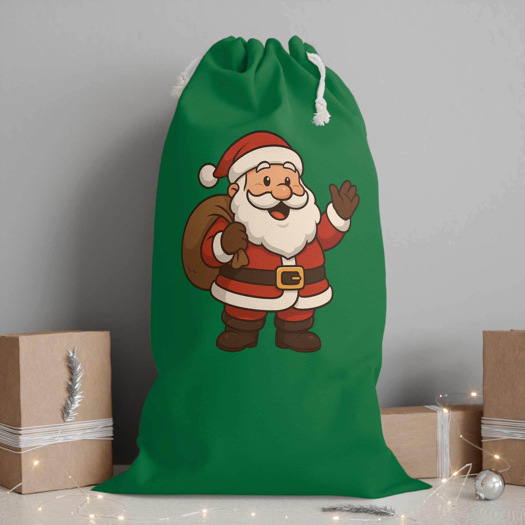 Cute Santa Claus Sack | Christmas Drawstring Gift Bag