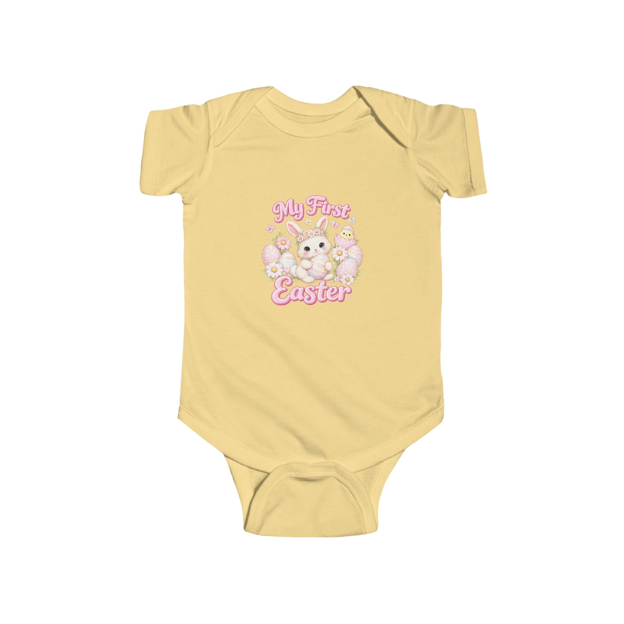 Baby Bodysuit — "My First Easter" Cute Bunny Floral Infant Onesie