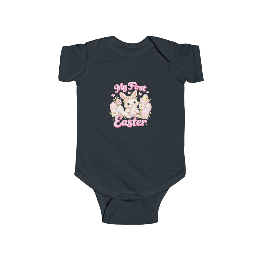 Baby Bodysuit — "My First Easter" Cute Bunny Floral Infant Onesie