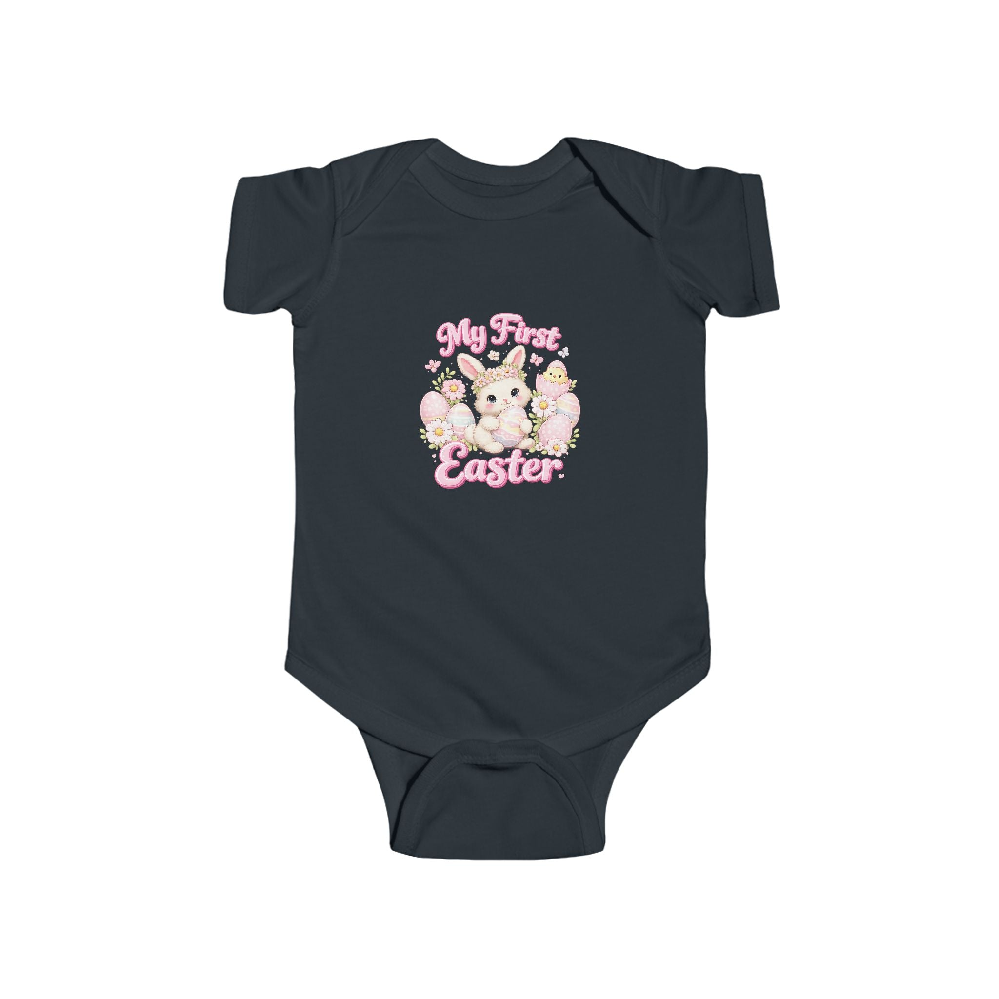 Baby Bodysuit — "My First Easter" Cute Bunny Floral Infant Onesie