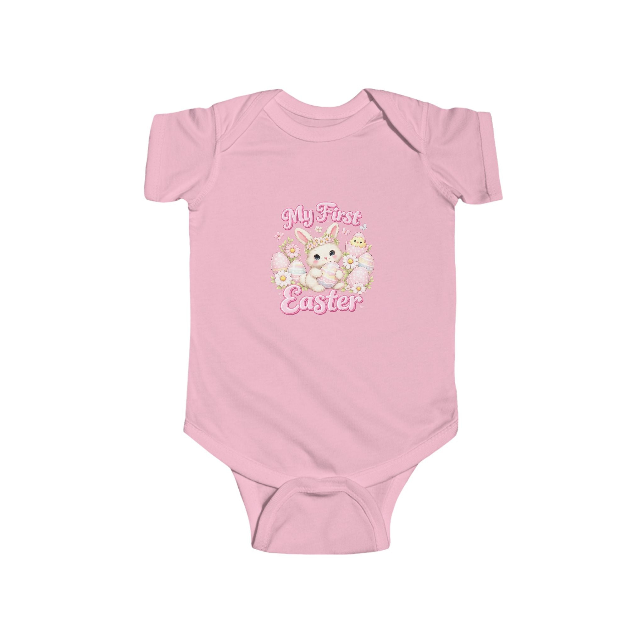 Baby Bodysuit — "My First Easter" Cute Bunny Floral Infant Onesie