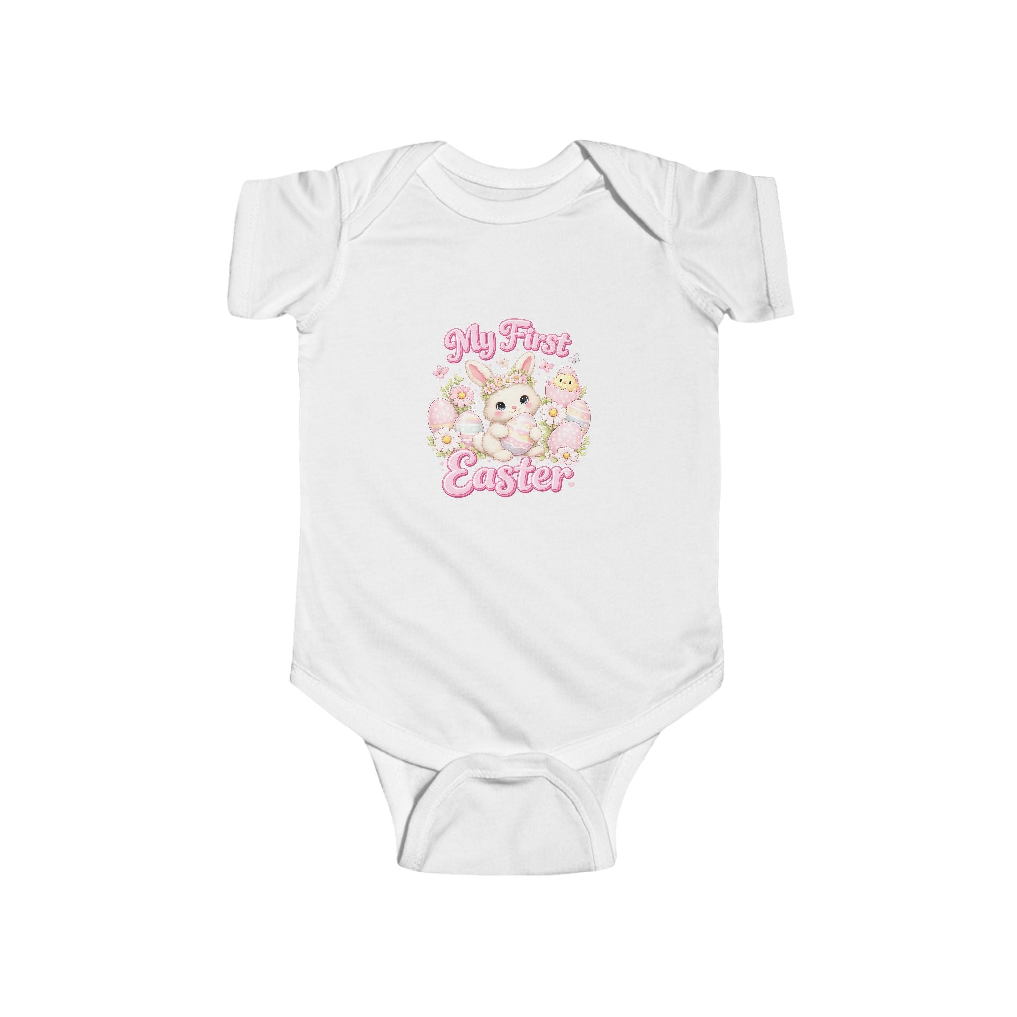 Baby Bodysuit — "My First Easter" Cute Bunny Floral Infant Onesie