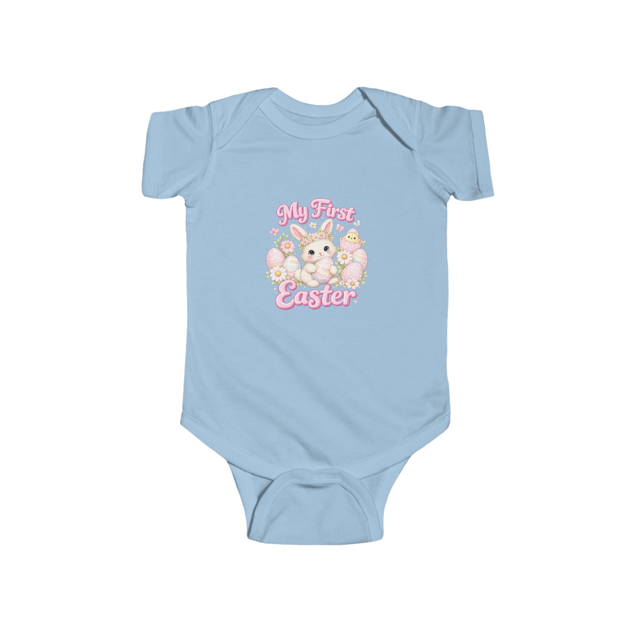 Baby Bodysuit — "My First Easter" Cute Bunny Floral Infant Onesie