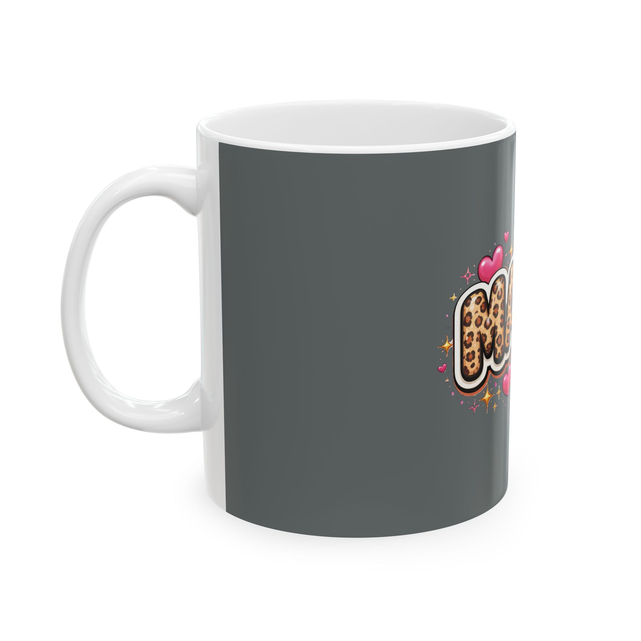 Mama Leopard Print Hearts Mug — Cute Mother’s Day Coffee Cup (11oz or 15oz)