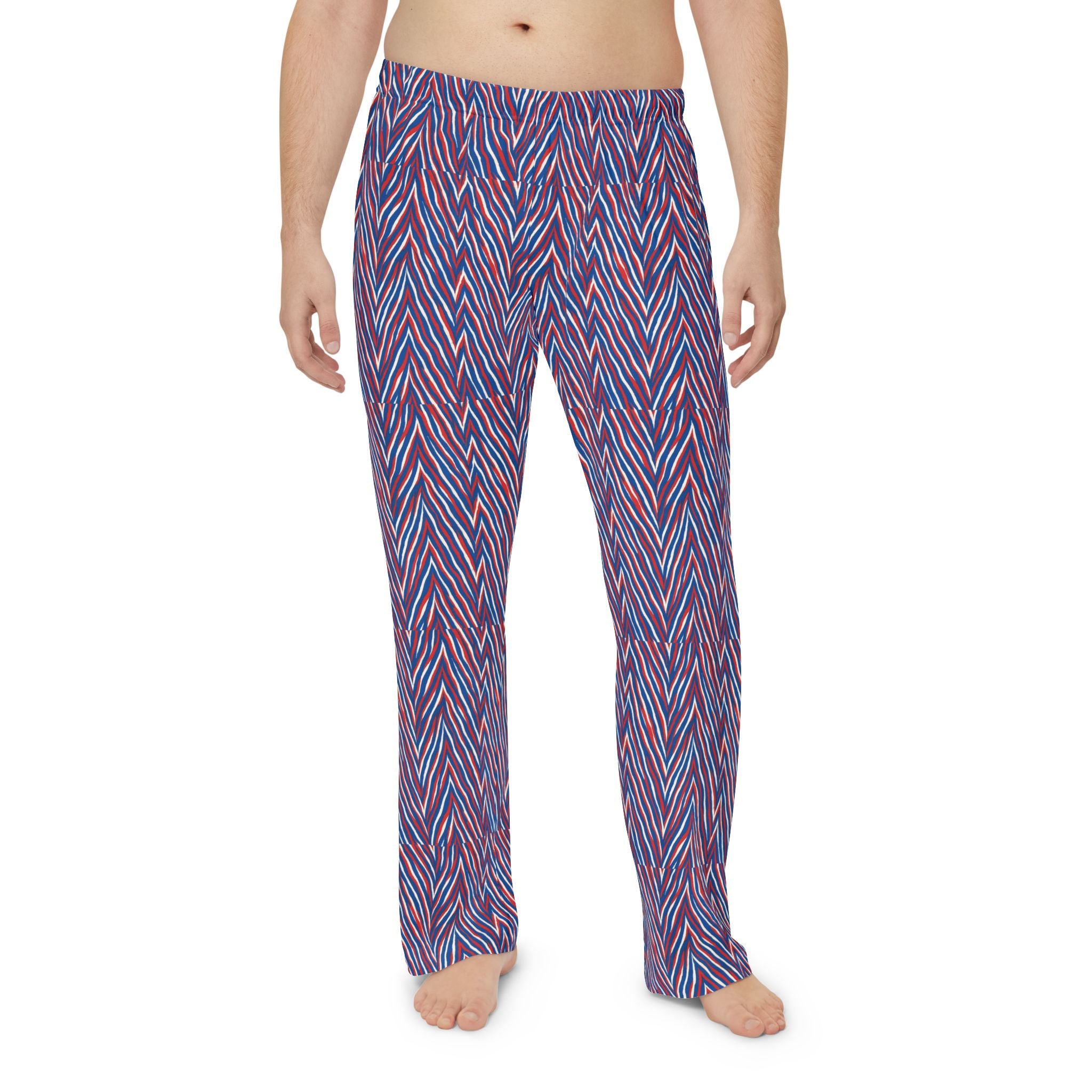 Blue Red Chevron Pattern Pajama Pants | AOP