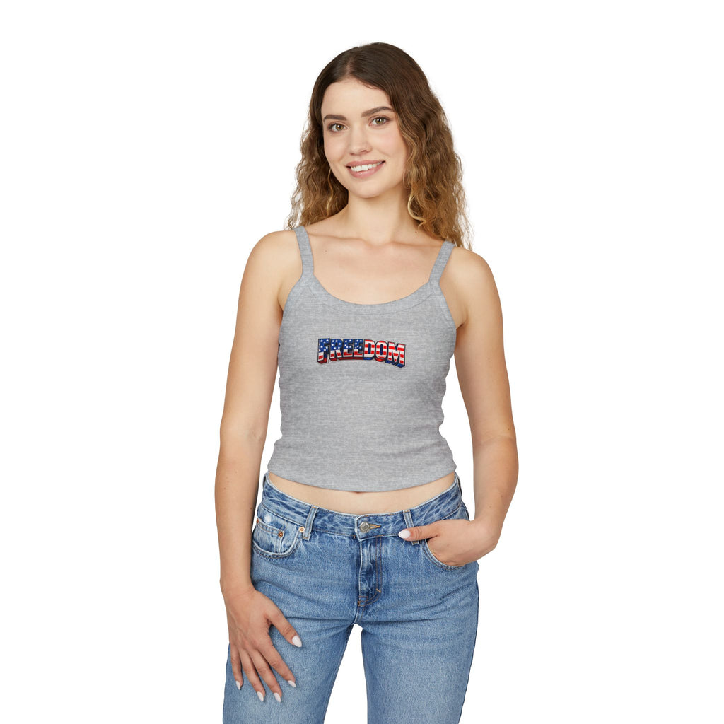 Freedom Flag Tank Top — Women's Patriotic Spaghetti Strap Crop